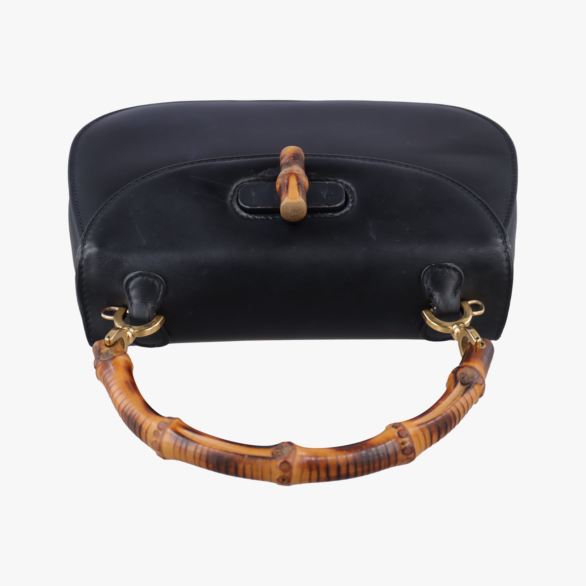 Pre-owned Gucci Bamboo Black Leather 000204 clutchbag | stylenewstar