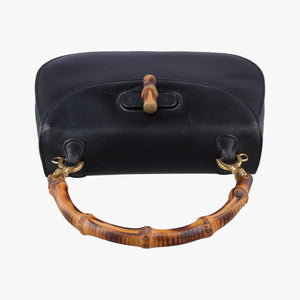 Pre-owned Gucci Bamboo Black Leather 000204 clutchbag | stylenewstar