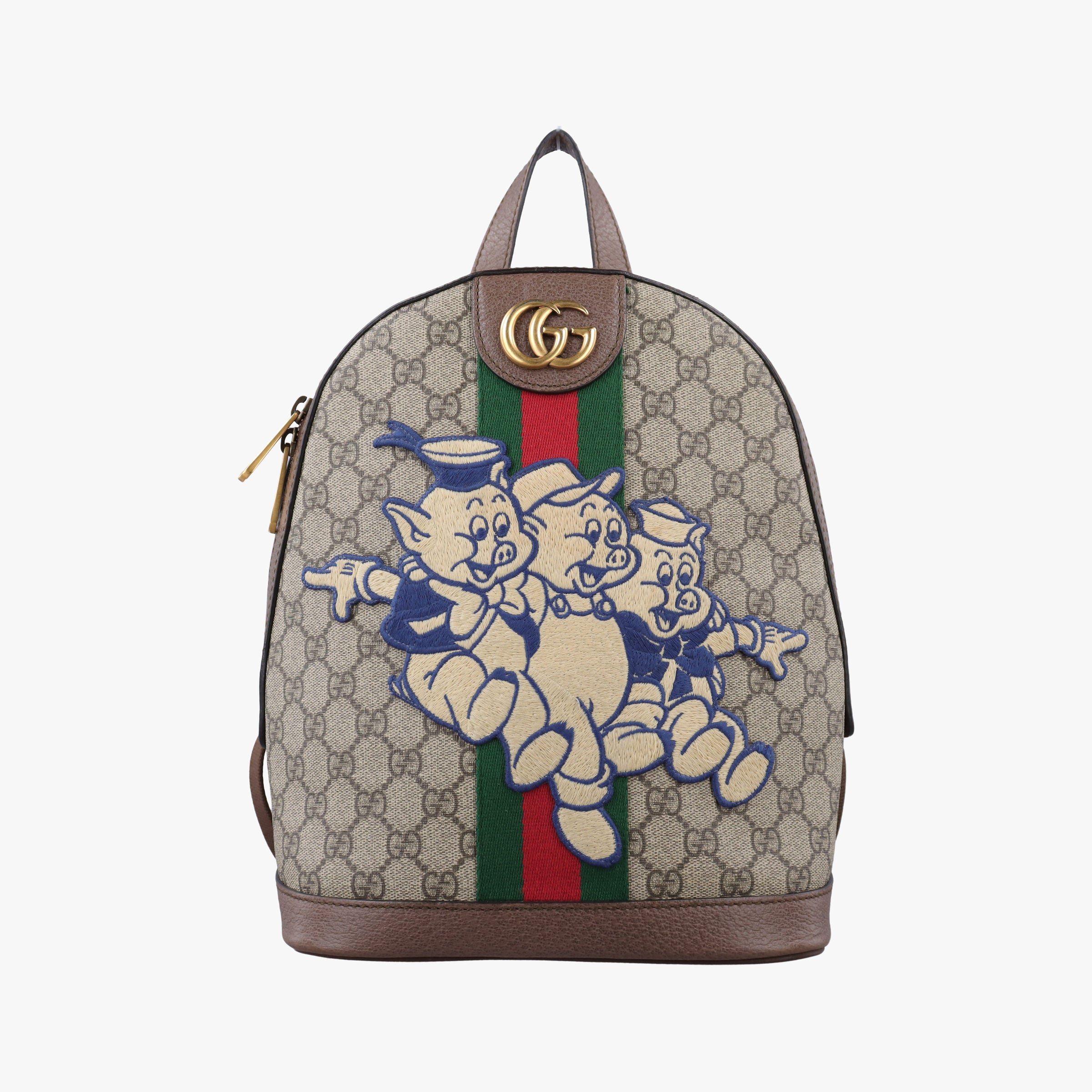 Pre-owned Gucci The Three Little Pigs Brown×Multicolour PVC coated canvas 552884 backpack/rucksack | stylenewstar