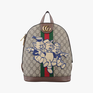 Pre-owned Gucci The Three Little Pigs Brown×Multicolour PVC coated canvas 552884 backpack/rucksack | stylenewstar