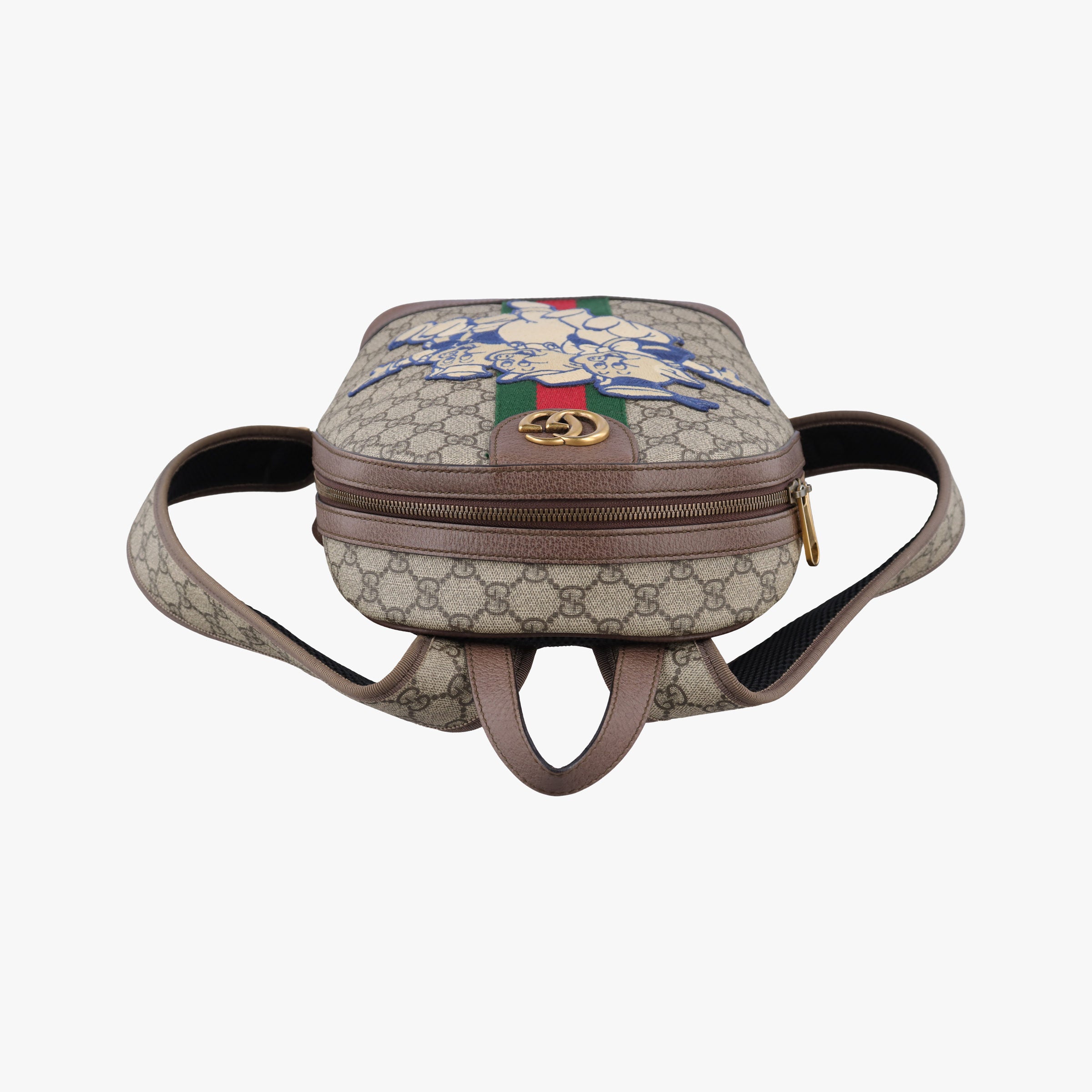 Pre-owned Gucci The Three Little Pigs Brown×Multicolour PVC coated canvas 552884 backpack/rucksack | stylenewstar