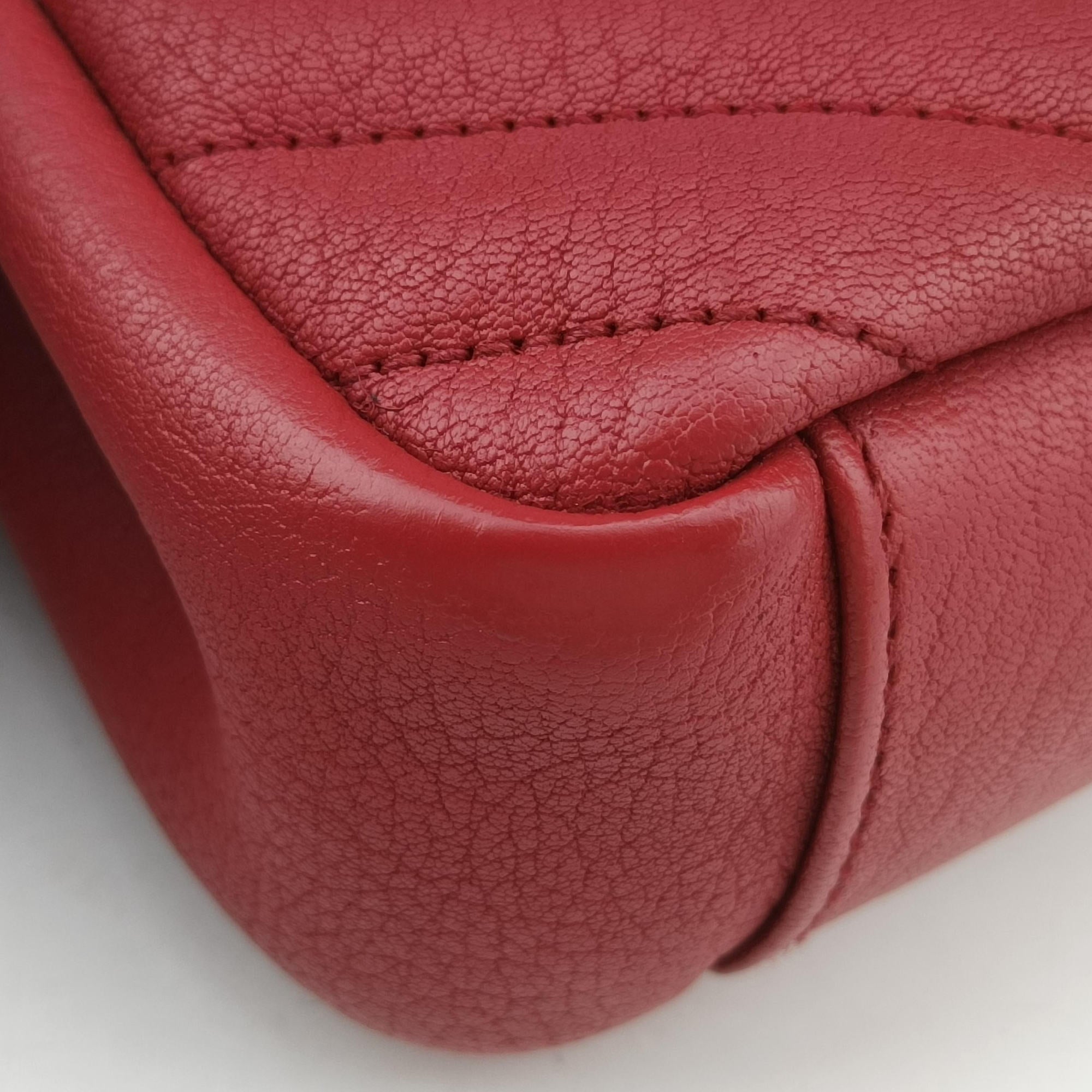 Pre-owned Yves Saint Laurent COLLEGE Red Leather 428056 shoulderbag | stylenewstar