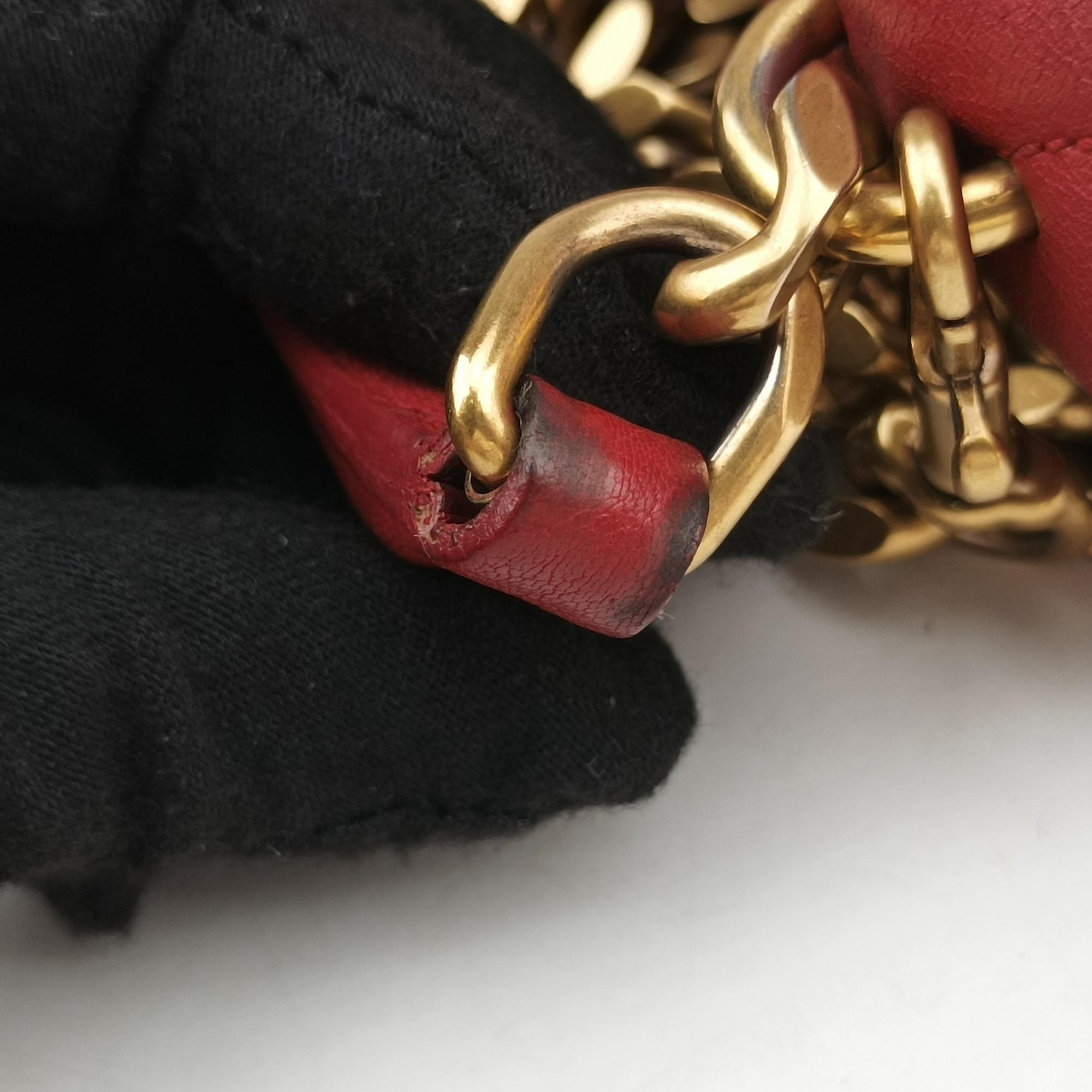 Pre-owned Yves Saint Laurent COLLEGE Red Leather 428056 shoulderbag | stylenewstar