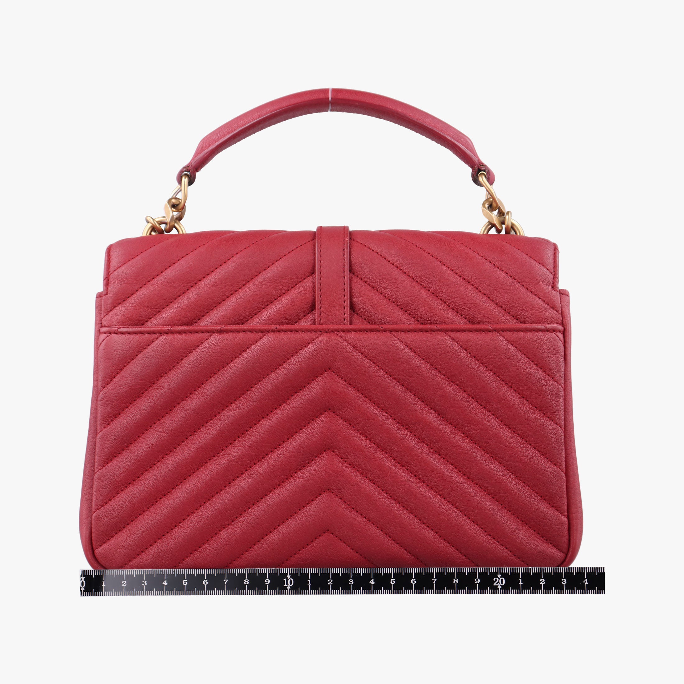 Pre-owned Yves Saint Laurent COLLEGE Red Leather 428056 shoulderbag | stylenewstar