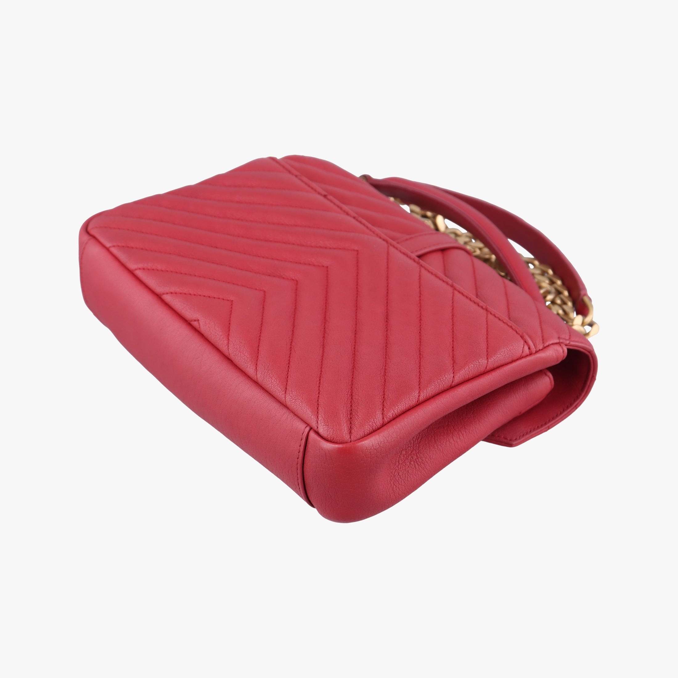 Pre-owned Yves Saint Laurent COLLEGE Red Leather 428056 shoulderbag | stylenewstar