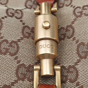 Pre-owned Gucci Piston Lock Jackie Hobo Brown canvas×leather 120885 handbag | stylenewstar