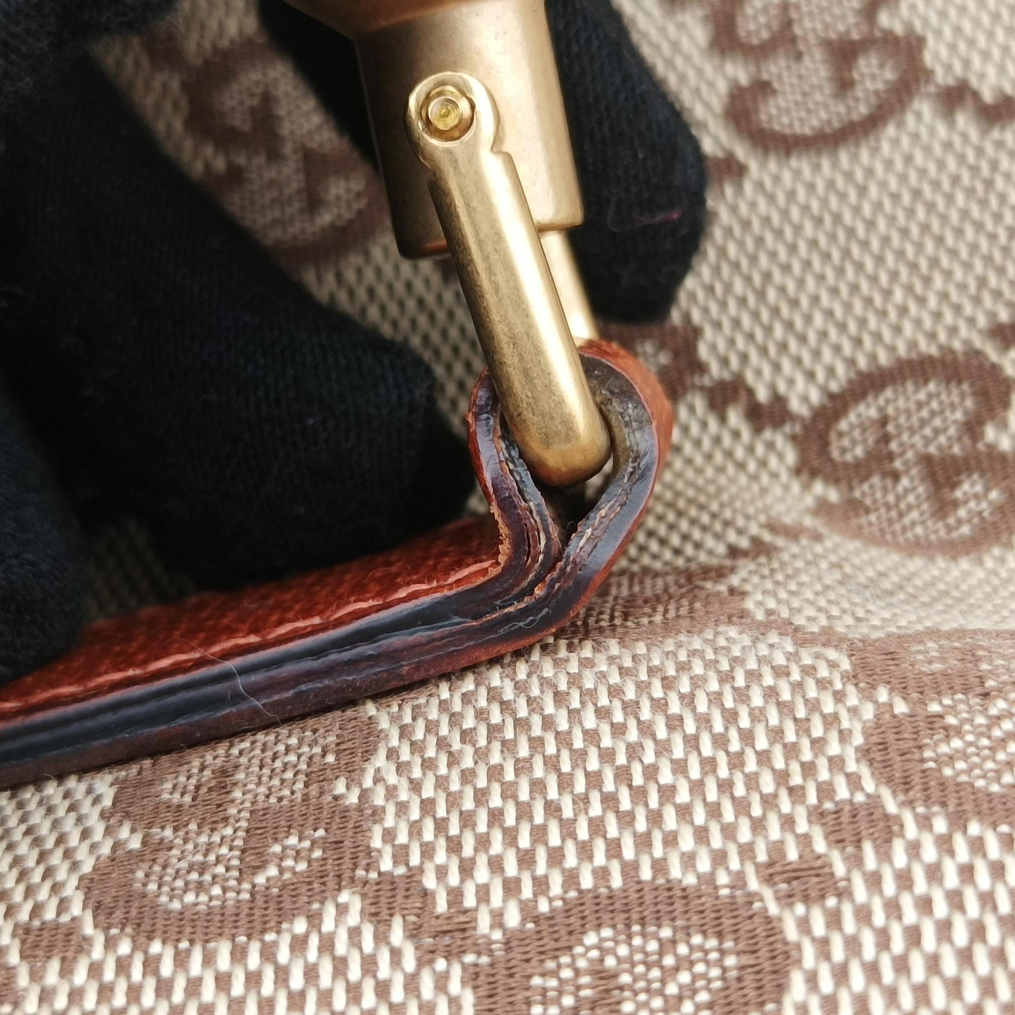 Pre-owned Gucci Piston Lock Jackie Hobo Brown canvas×leather 120885 handbag | stylenewstar