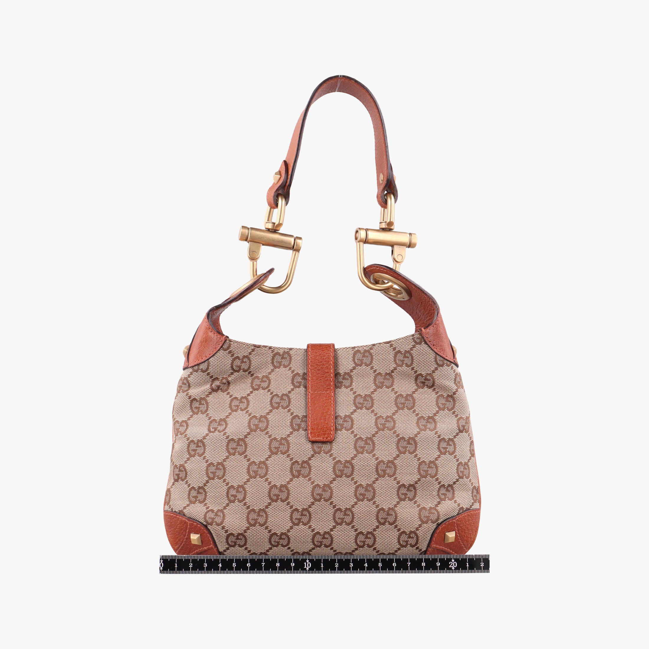 Pre-owned Gucci Piston Lock Jackie Hobo Brown canvas×leather 120885 handbag | stylenewstar