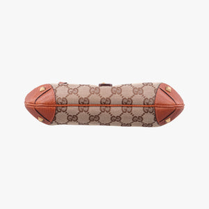Pre-owned Gucci Piston Lock Jackie Hobo Brown canvas×leather 120885 handbag | stylenewstar