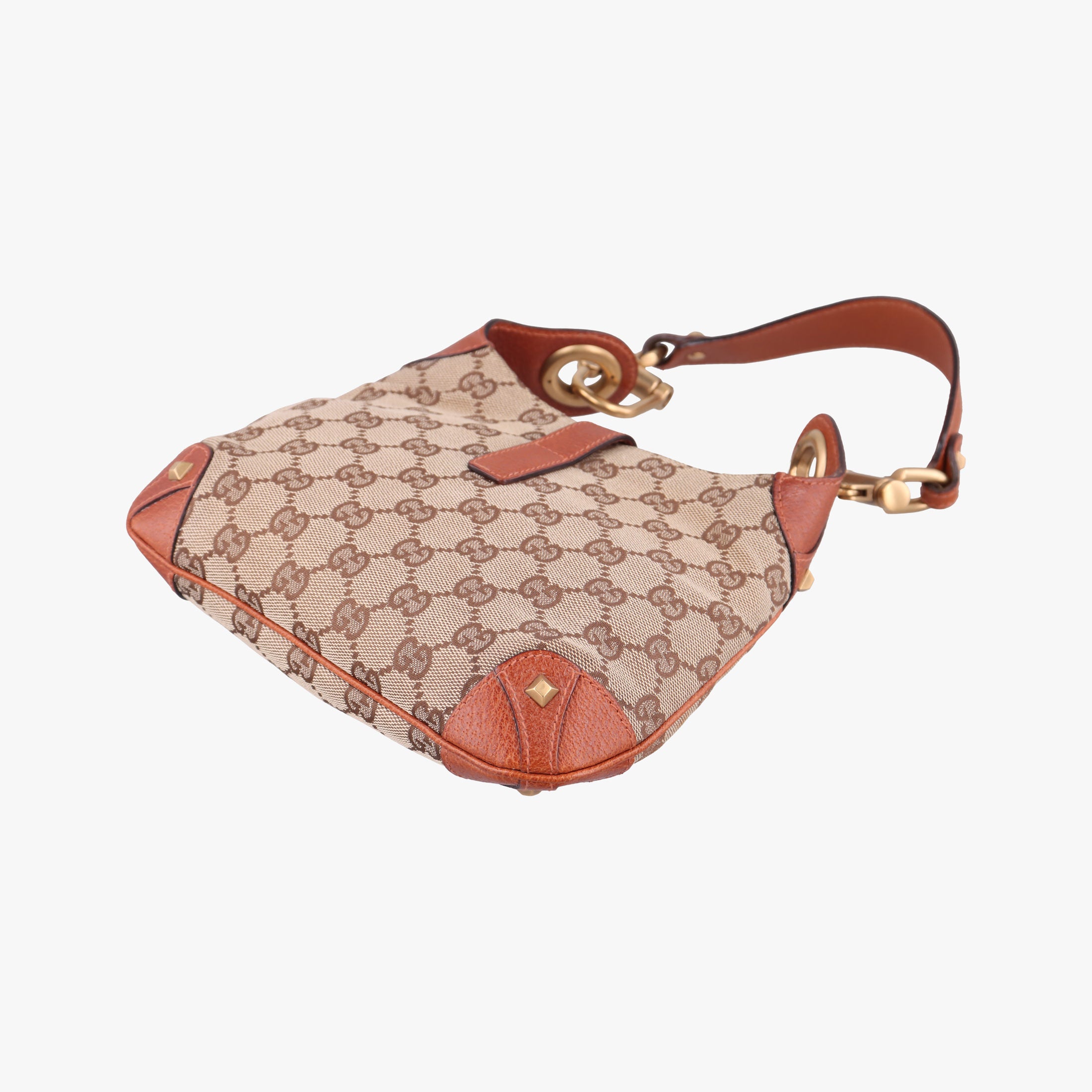 Pre-owned Gucci Piston Lock Jackie Hobo Brown canvas×leather 120885 handbag | stylenewstar