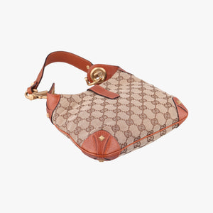Pre-owned Gucci Piston Lock Jackie Hobo Brown canvas×leather 120885 handbag | stylenewstar