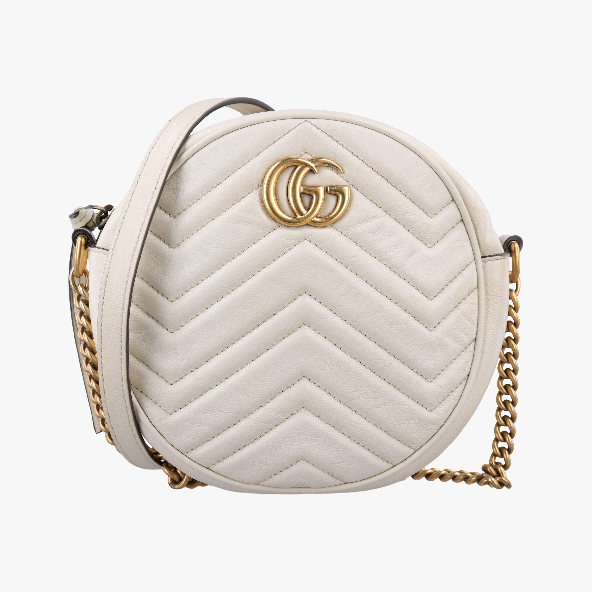 Pre-owned Gucci GG Marmont White Leather 550154 shoulderbag | stylenewstar