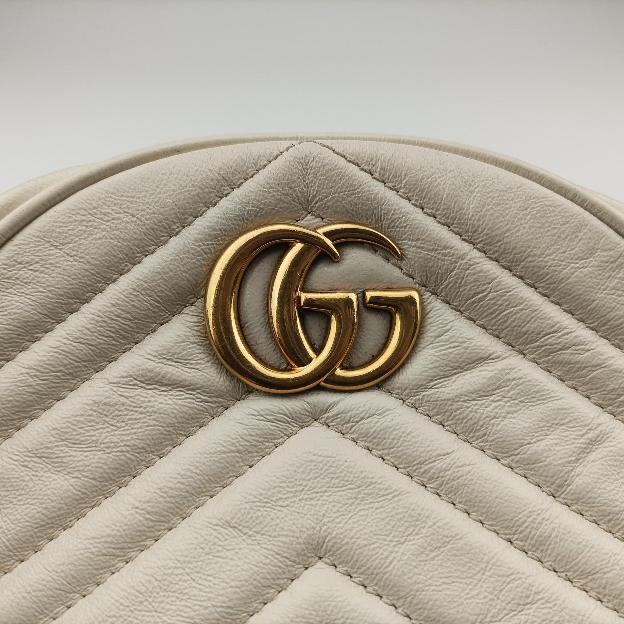 Pre-owned Gucci GG Marmont White Leather 550154 shoulderbag | stylenewstar