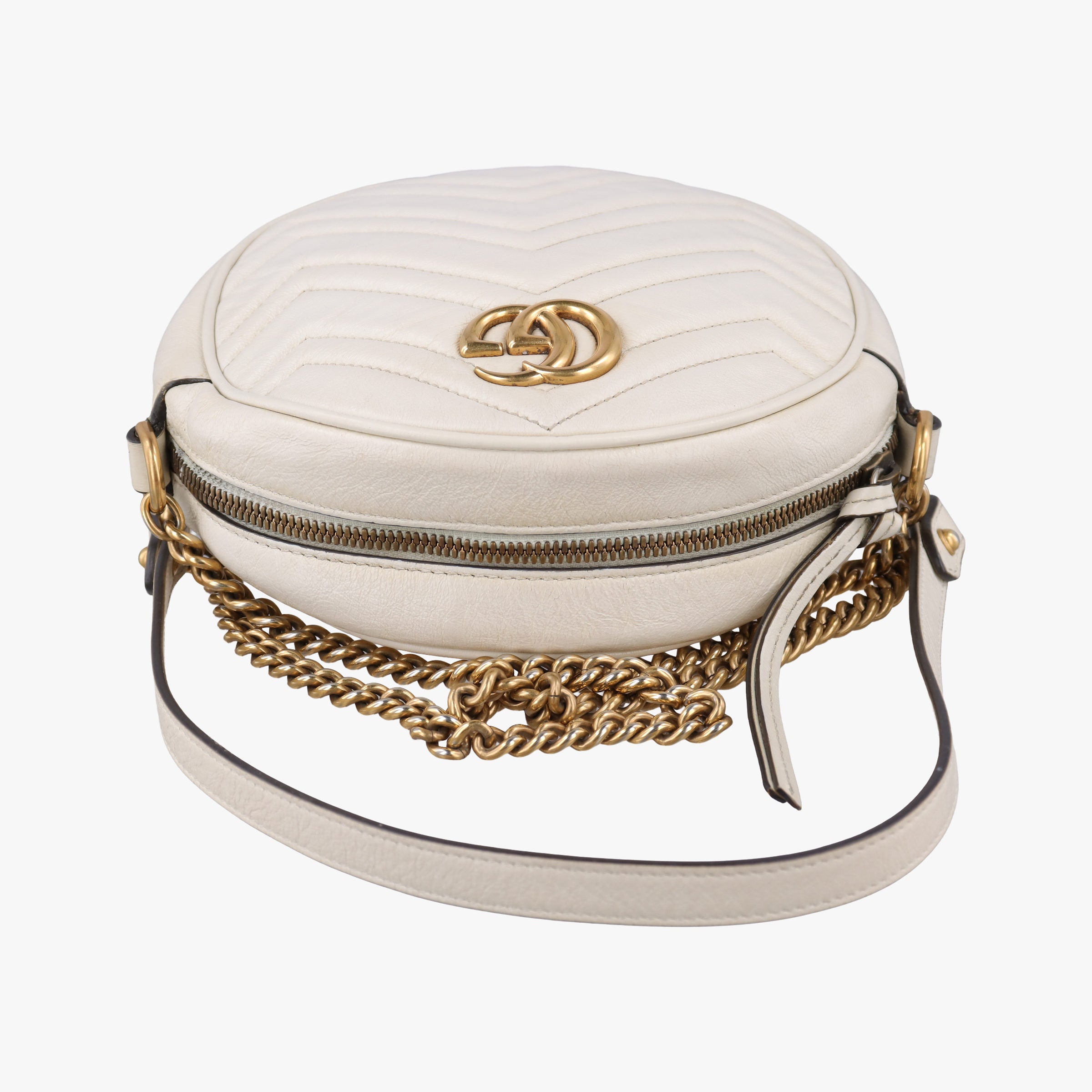 Pre-owned Gucci GG Marmont White Leather 550154 shoulderbag | stylenewstar