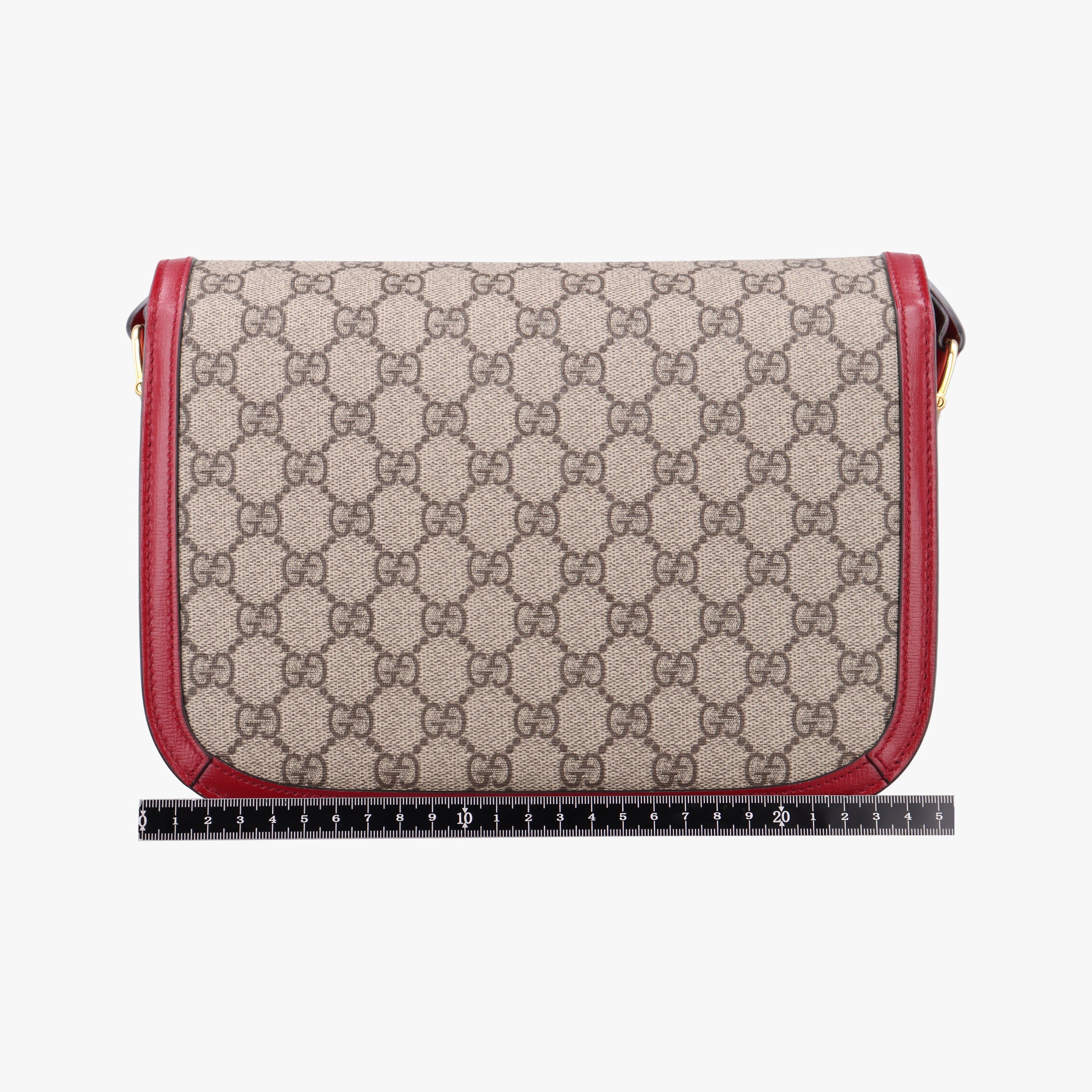 Pre-owned Gucci The Hacker Project Horsebit 1955 Beige × Brown × Red PVC coated canvas×Leather 602204 shoulderbag | stylenewstar