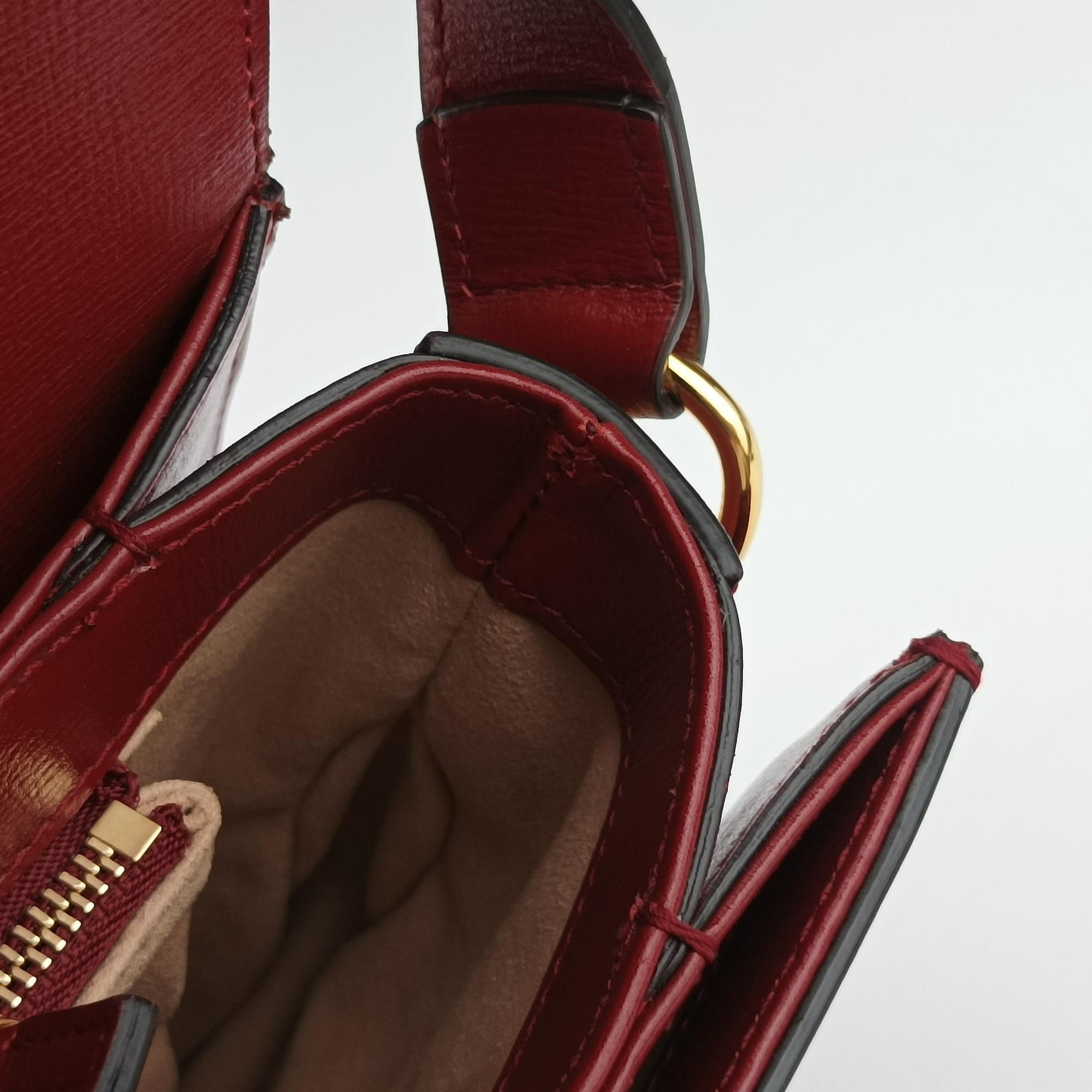 Pre-owned Gucci The Hacker Project Horsebit 1955 Beige × Brown × Red PVC coated canvas×Leather 602204 shoulderbag | stylenewstar