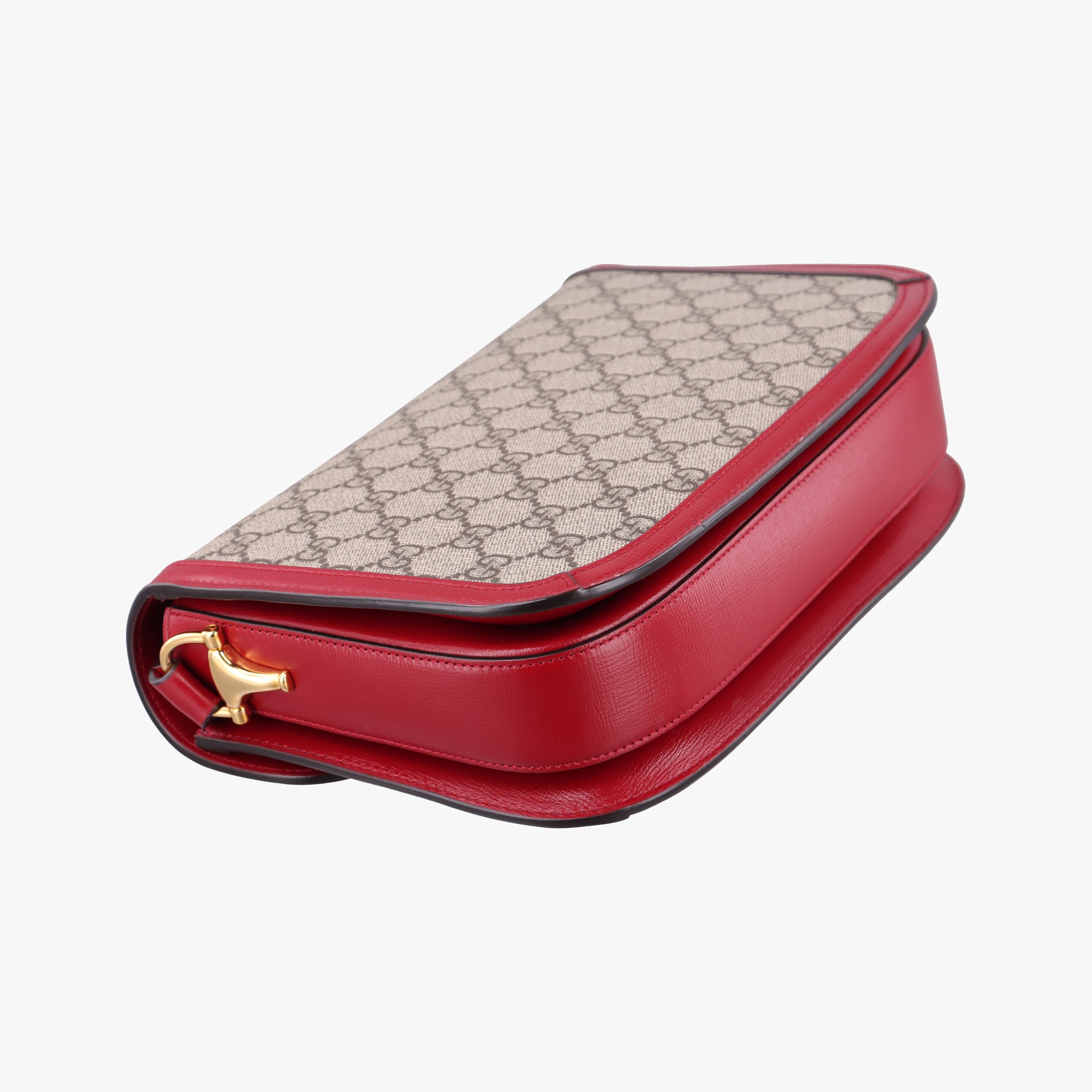 Pre-owned Gucci The Hacker Project Horsebit 1955 Beige × Brown × Red PVC coated canvas×Leather 602204 shoulderbag | stylenewstar