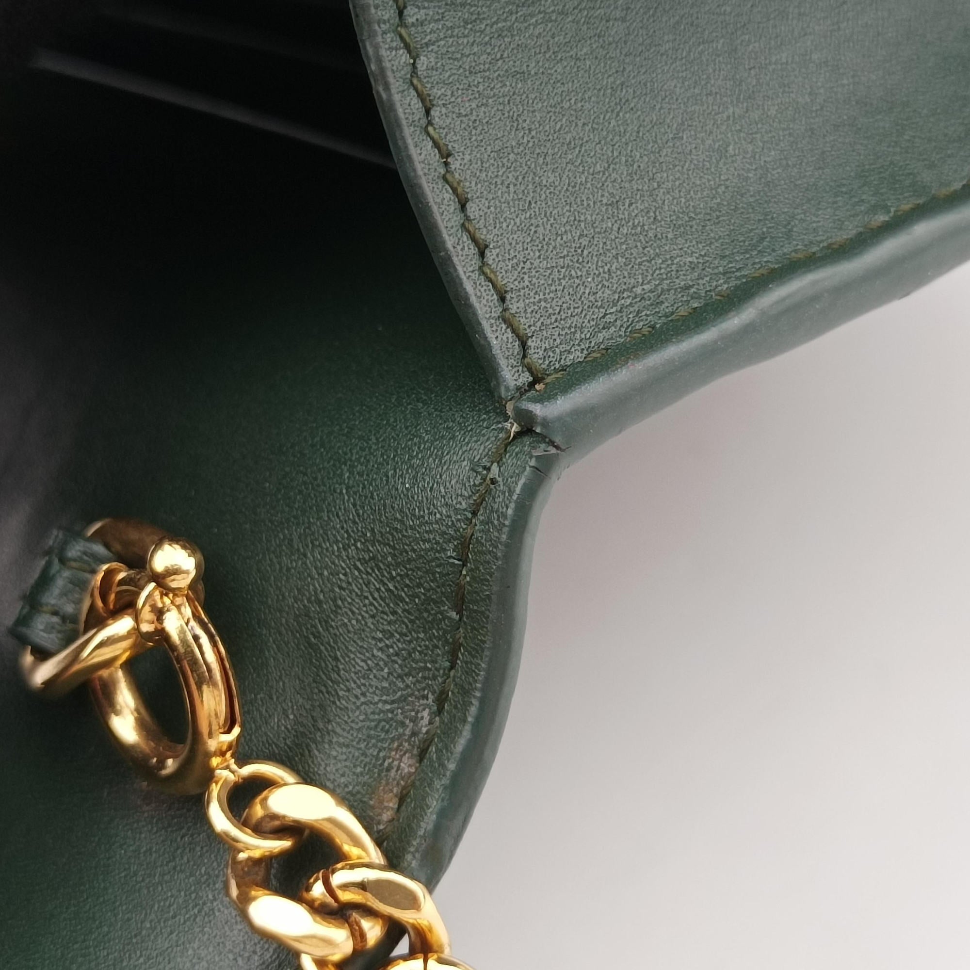 Pre-owned Yves Saint Laurent KATE Green Leather 452159 shoulderbag | stylenewstar