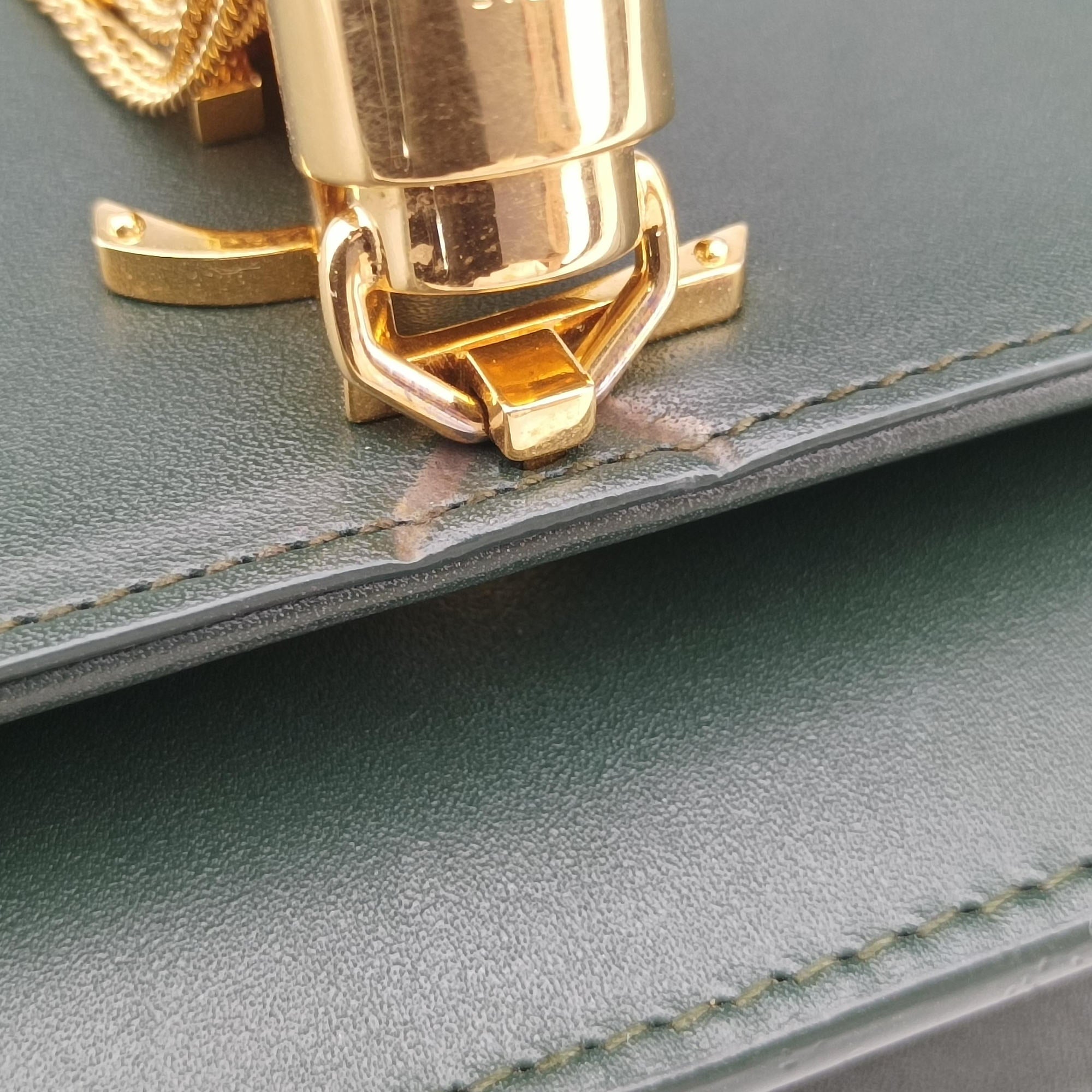 Pre-owned Yves Saint Laurent KATE Green Leather 452159 shoulderbag | stylenewstar