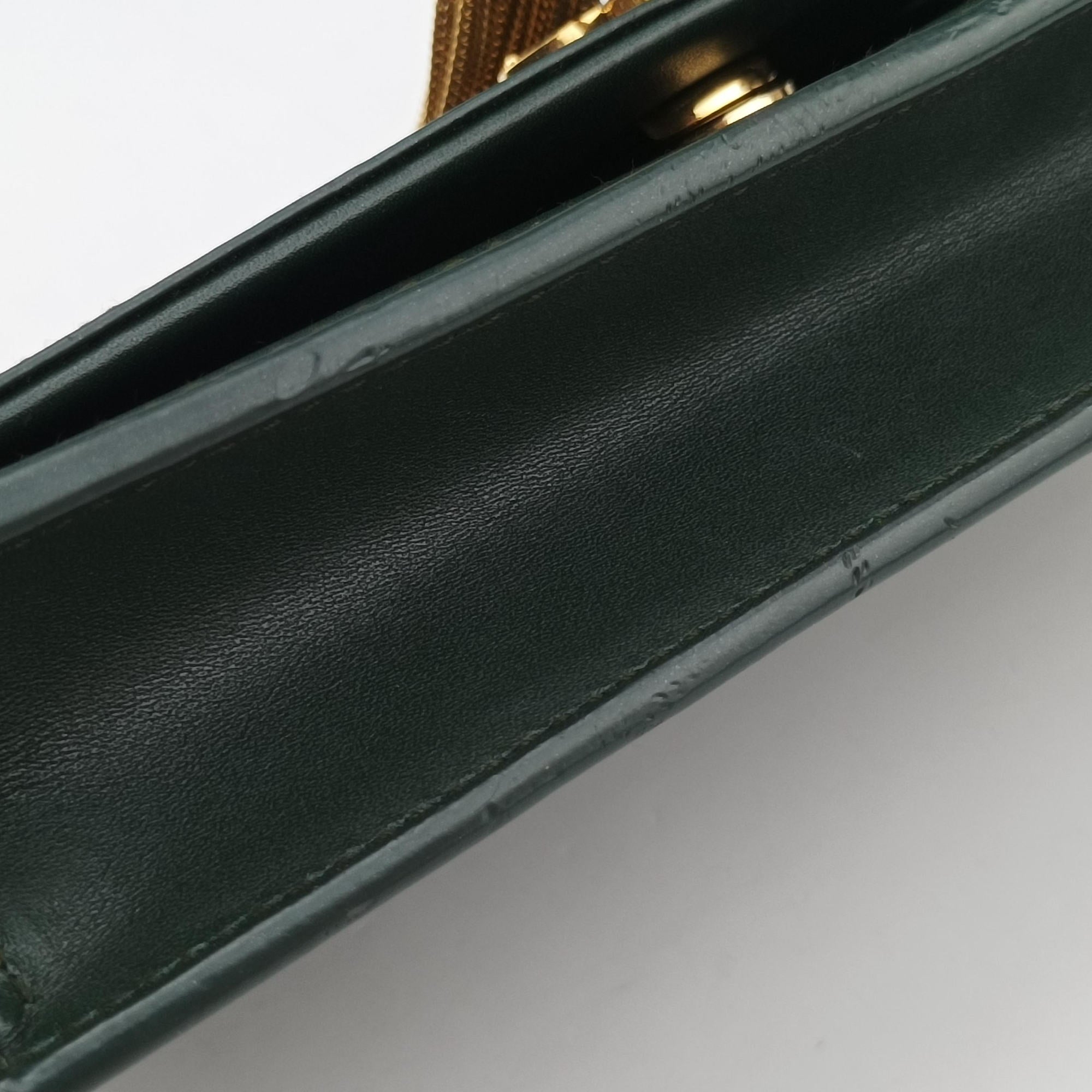 Pre-owned Yves Saint Laurent KATE Green Leather 452159 shoulderbag | stylenewstar