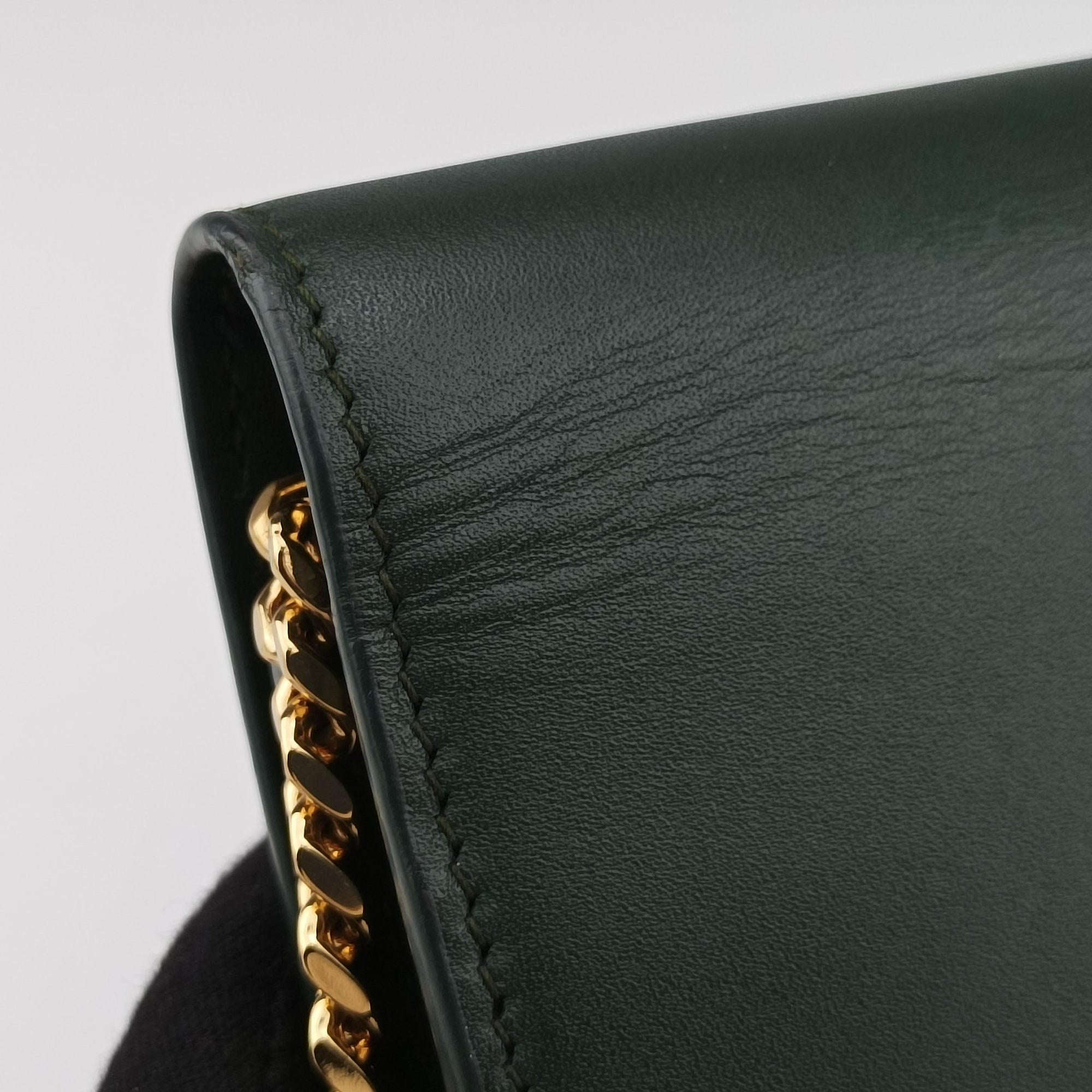 Pre-owned Yves Saint Laurent KATE Green Leather 452159 shoulderbag | stylenewstar
