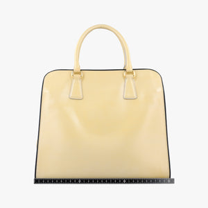 Pre-owned Prada Open tote Yellow SAFFIANO patent  shoulderbag | stylenewstar