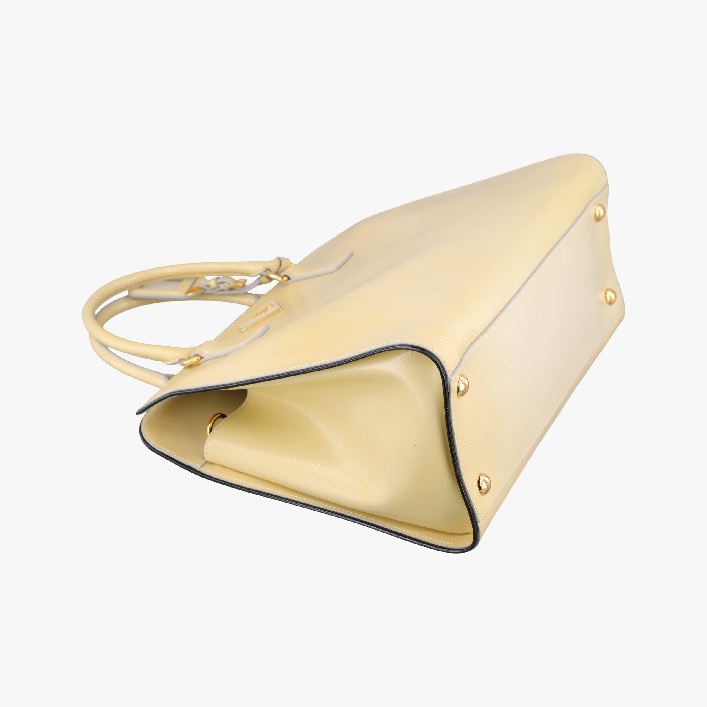 Pre-owned Prada Open tote Yellow SAFFIANO patent  shoulderbag | stylenewstar