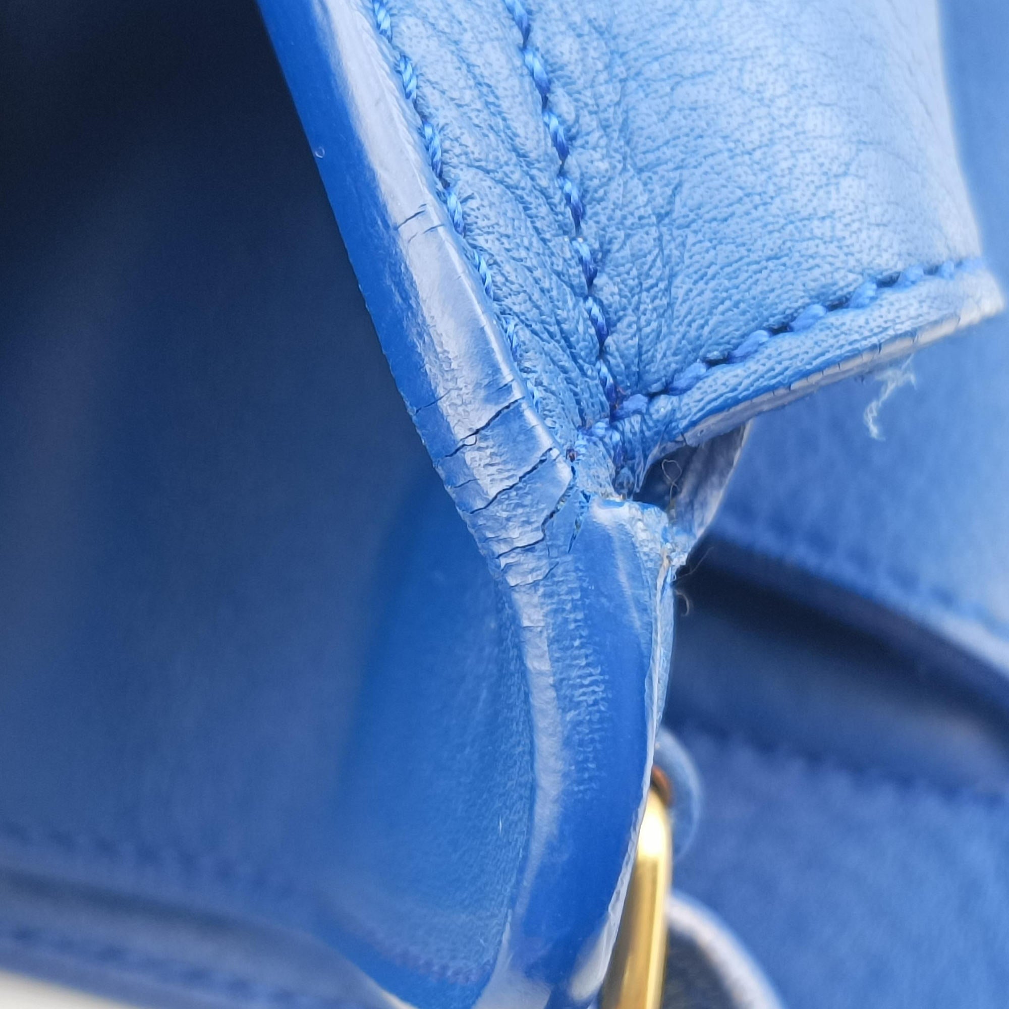 Pre-owned Yves Saint Laurent BABY CABAS Blue Leather 394461 shoulderbag | stylenewstar