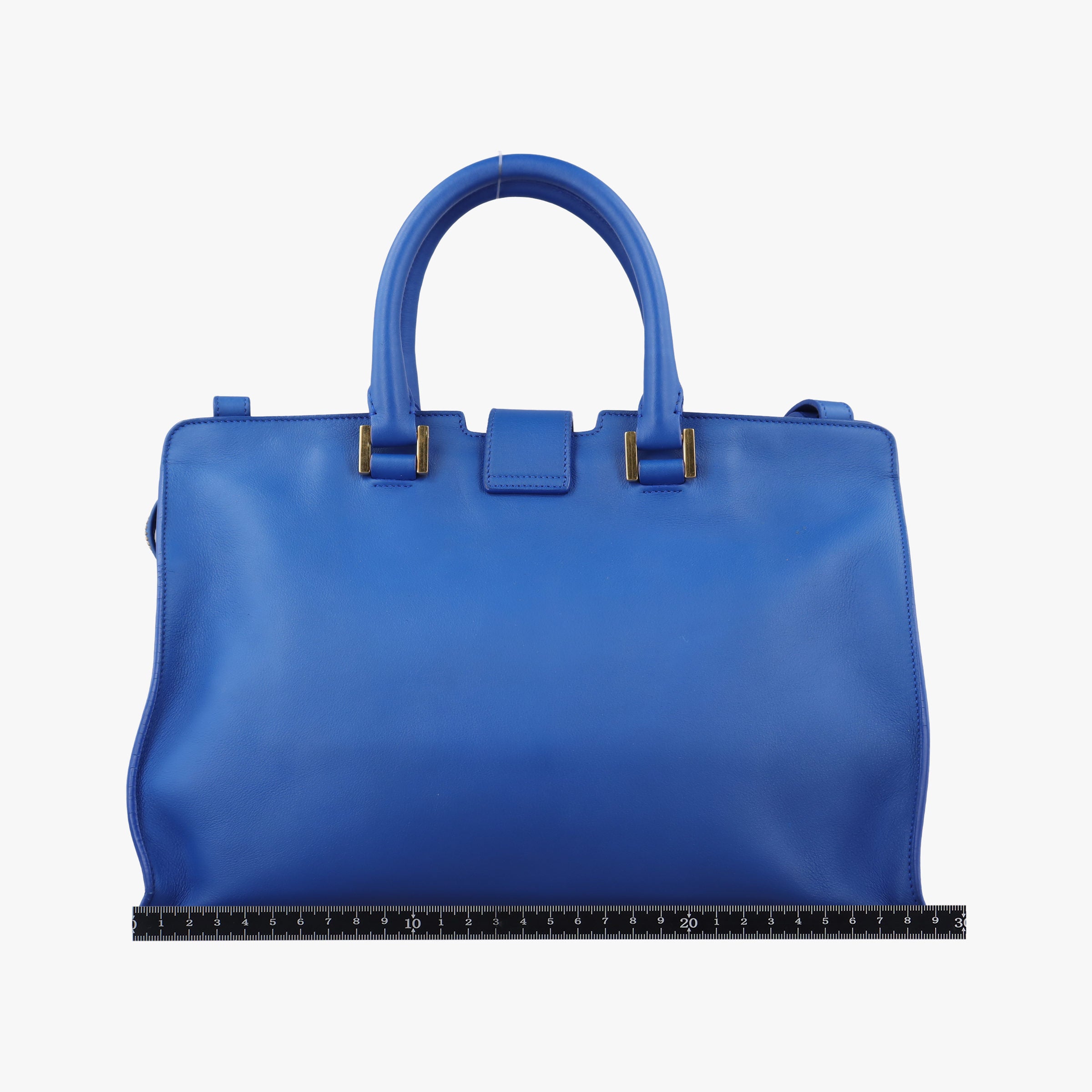 Pre-owned Yves Saint Laurent BABY CABAS Blue Leather 394461 shoulderbag | stylenewstar