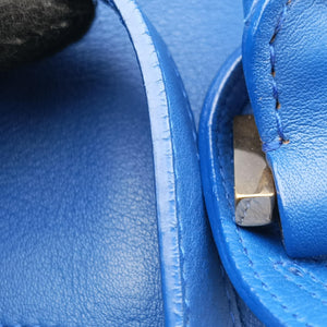 Pre-owned Yves Saint Laurent BABY CABAS Blue Leather 394461 shoulderbag | stylenewstar