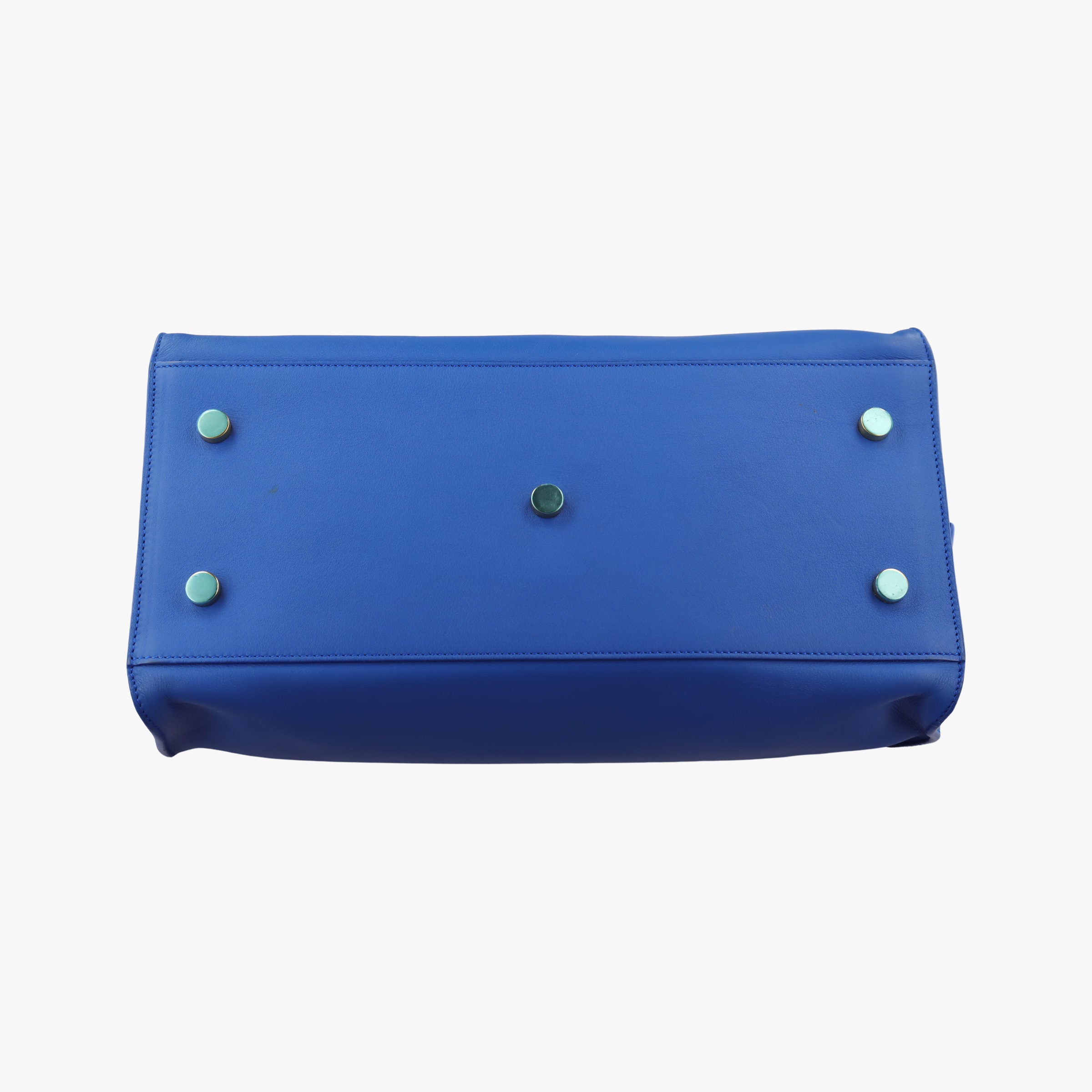 Pre-owned Yves Saint Laurent BABY CABAS Blue Leather 394461 shoulderbag | stylenewstar