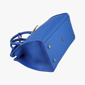 Pre-owned Yves Saint Laurent BABY CABAS Blue Leather 394461 shoulderbag | stylenewstar