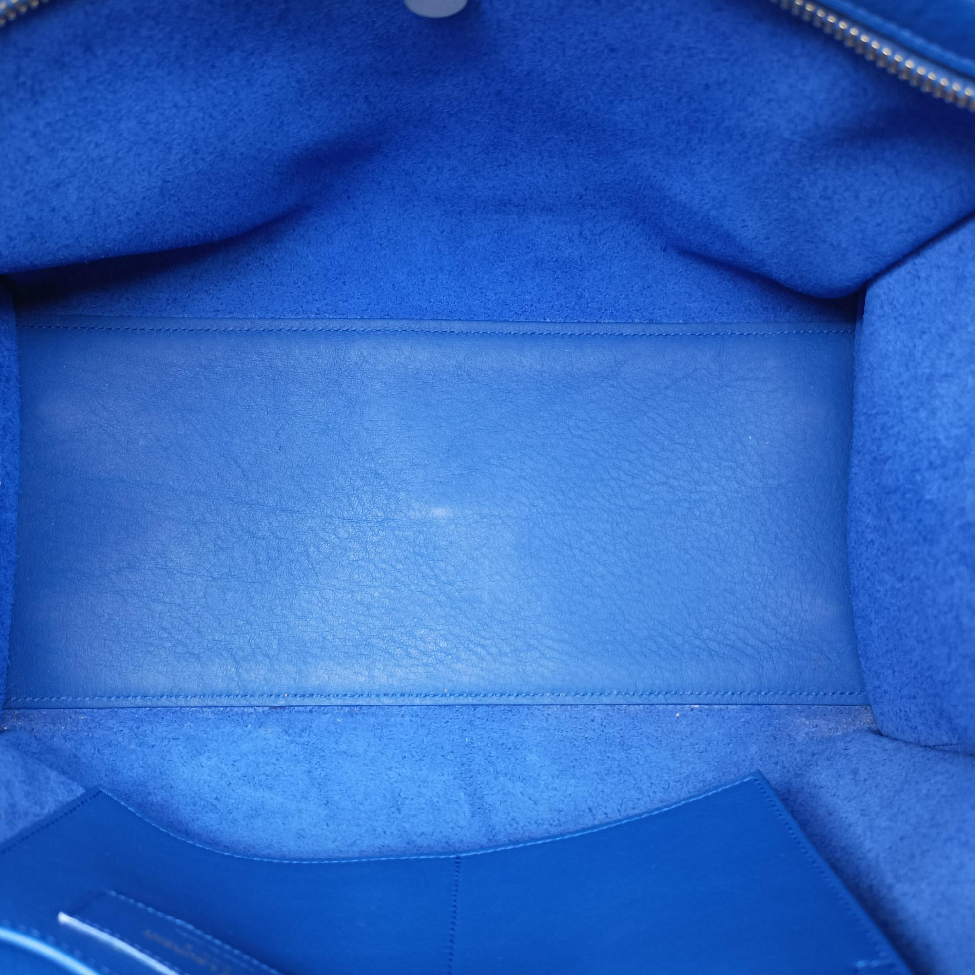 Pre-owned Yves Saint Laurent BABY CABAS Blue Leather 394461 shoulderbag | stylenewstar