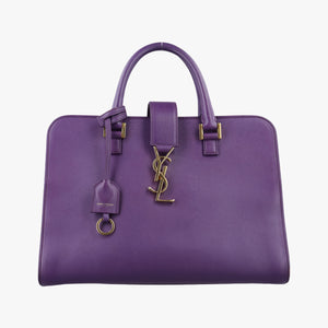Vintage Yves Saint Laurent baby Cabas Purple Leather 357395 handbag | stylenewstar