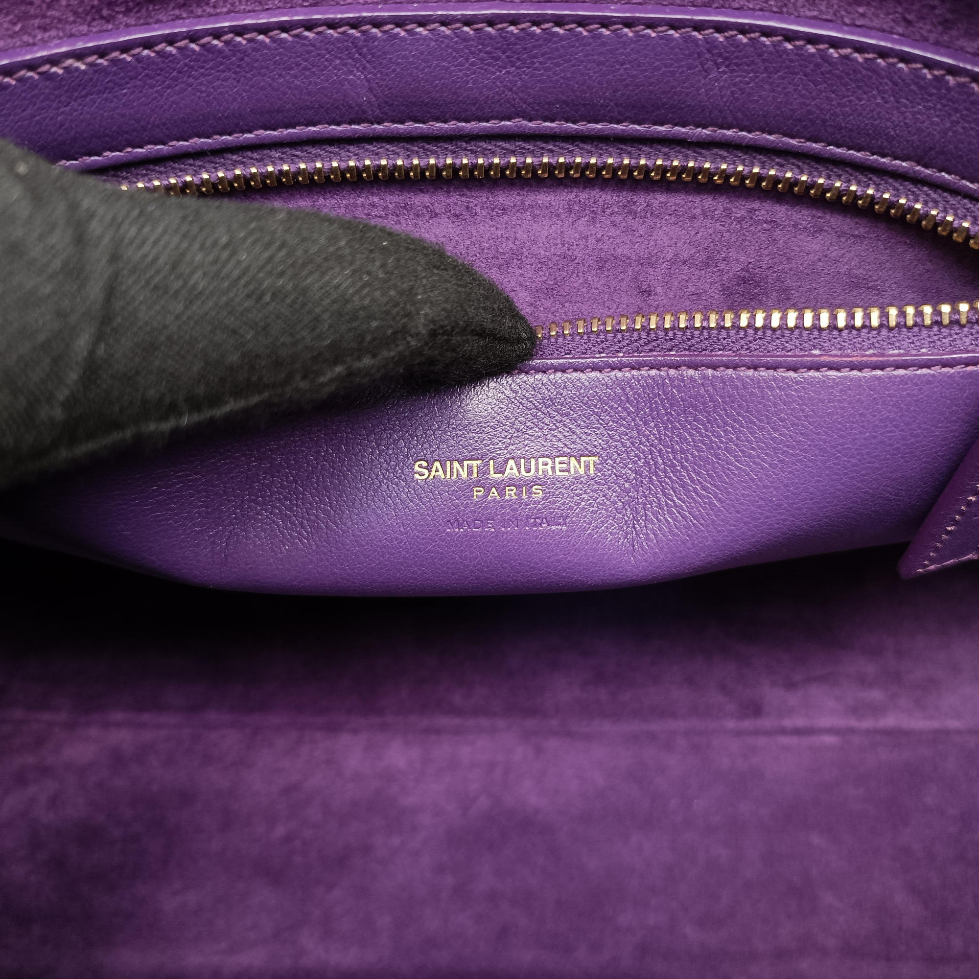 Vintage Yves Saint Laurent baby Cabas Purple Leather 357395 handbag | stylenewstar