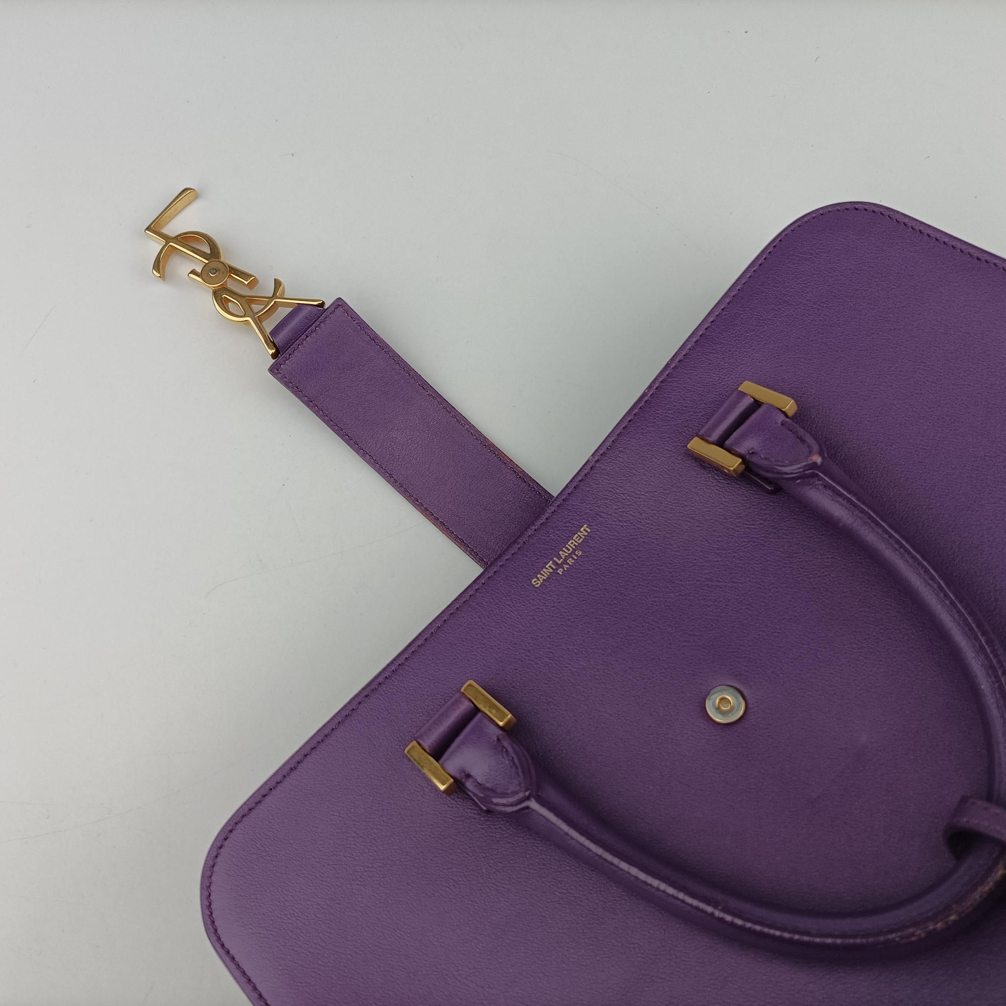 Vintage Yves Saint Laurent baby Cabas Purple Leather 357395 handbag | stylenewstar
