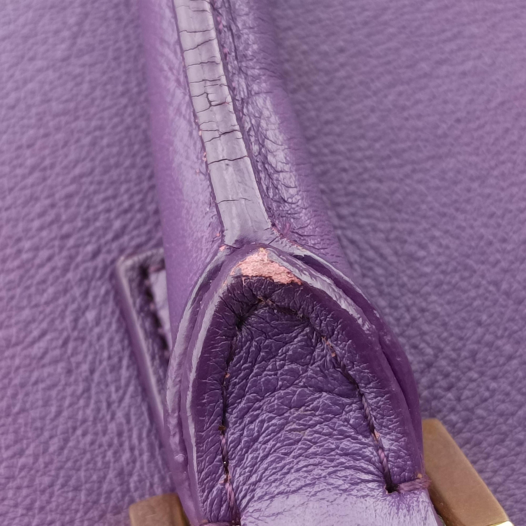 Vintage Yves Saint Laurent baby Cabas Purple Leather 357395 handbag | stylenewstar