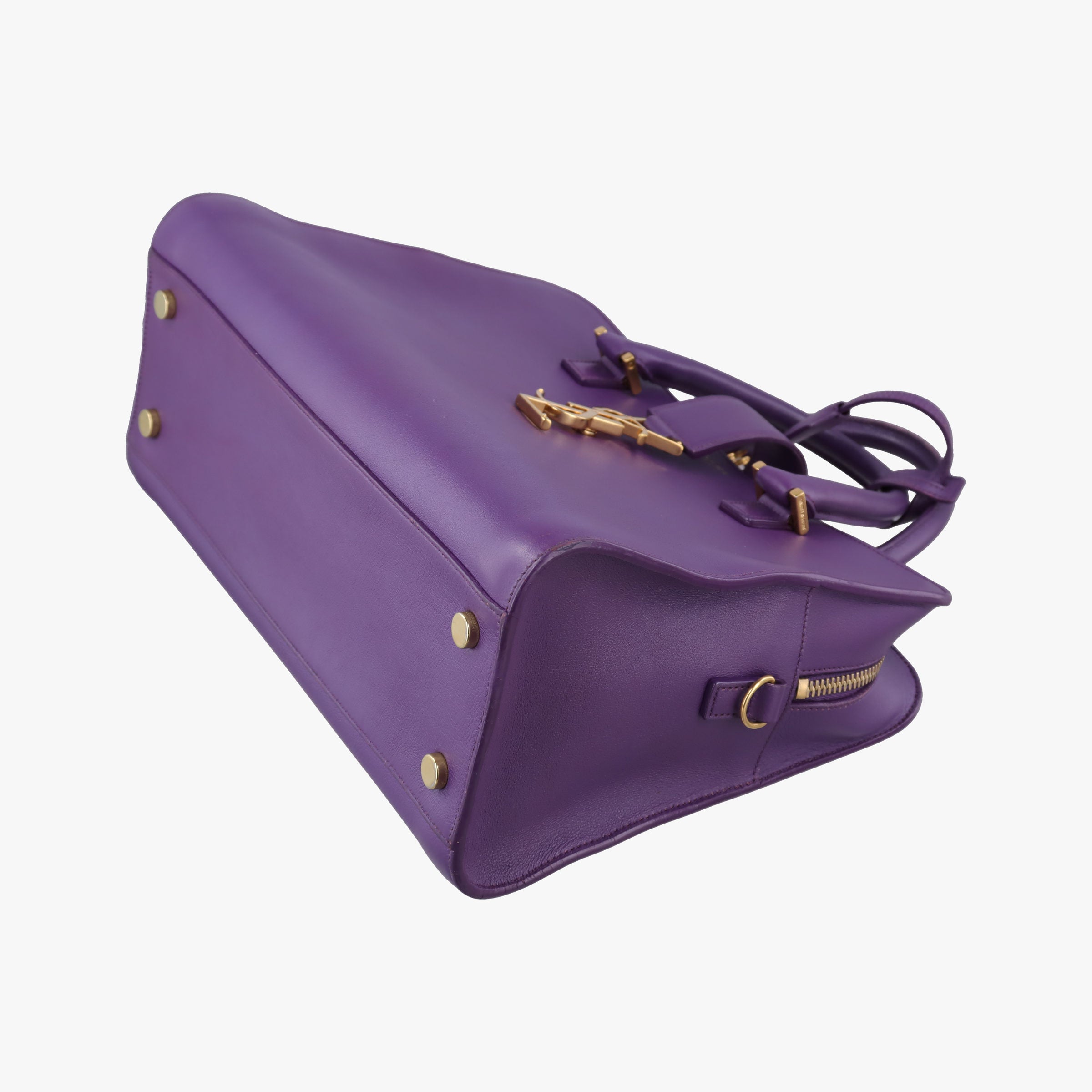 Vintage Yves Saint Laurent baby Cabas Purple Leather 357395 handbag | stylenewstar