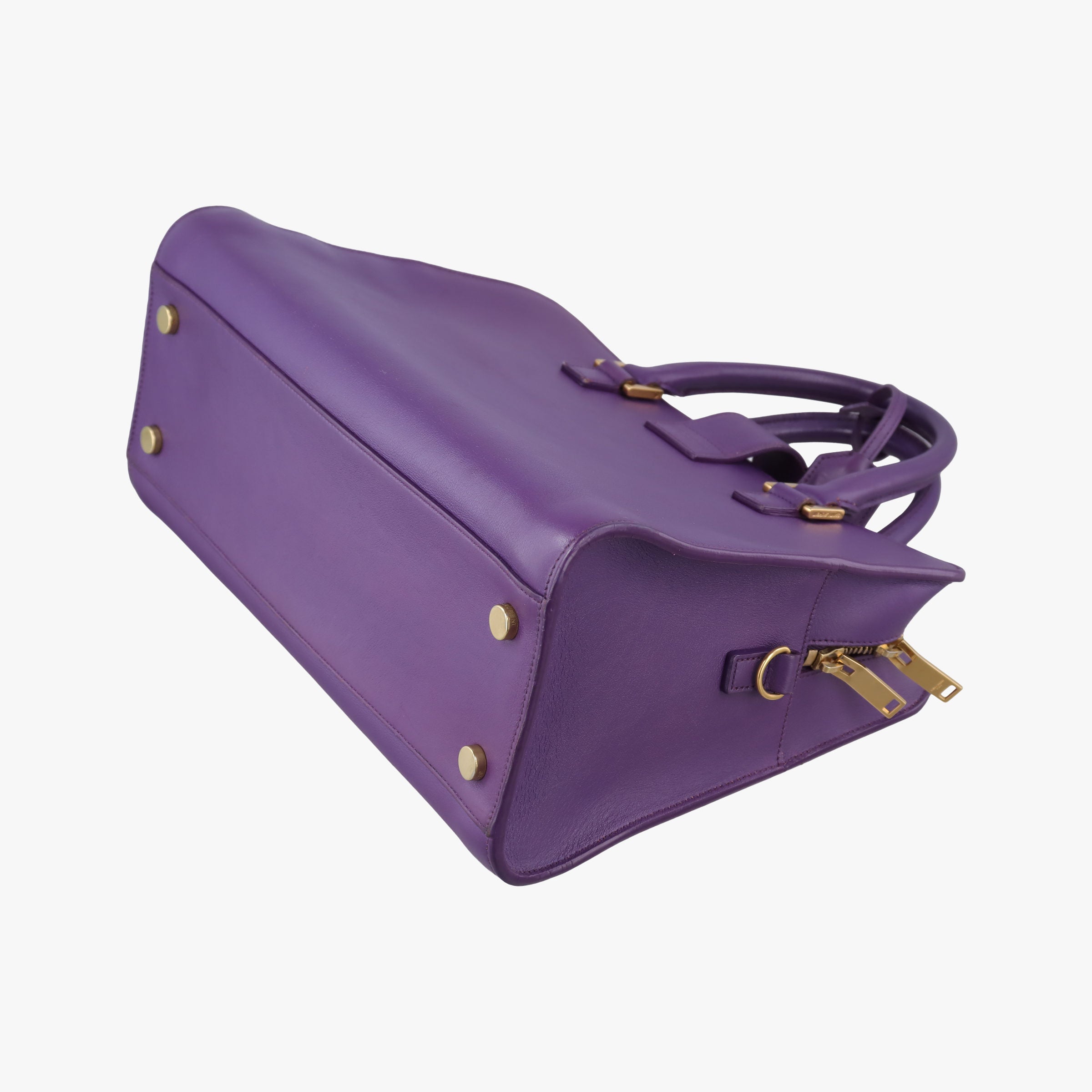 Vintage Yves Saint Laurent baby Cabas Purple Leather 357395 handbag | stylenewstar