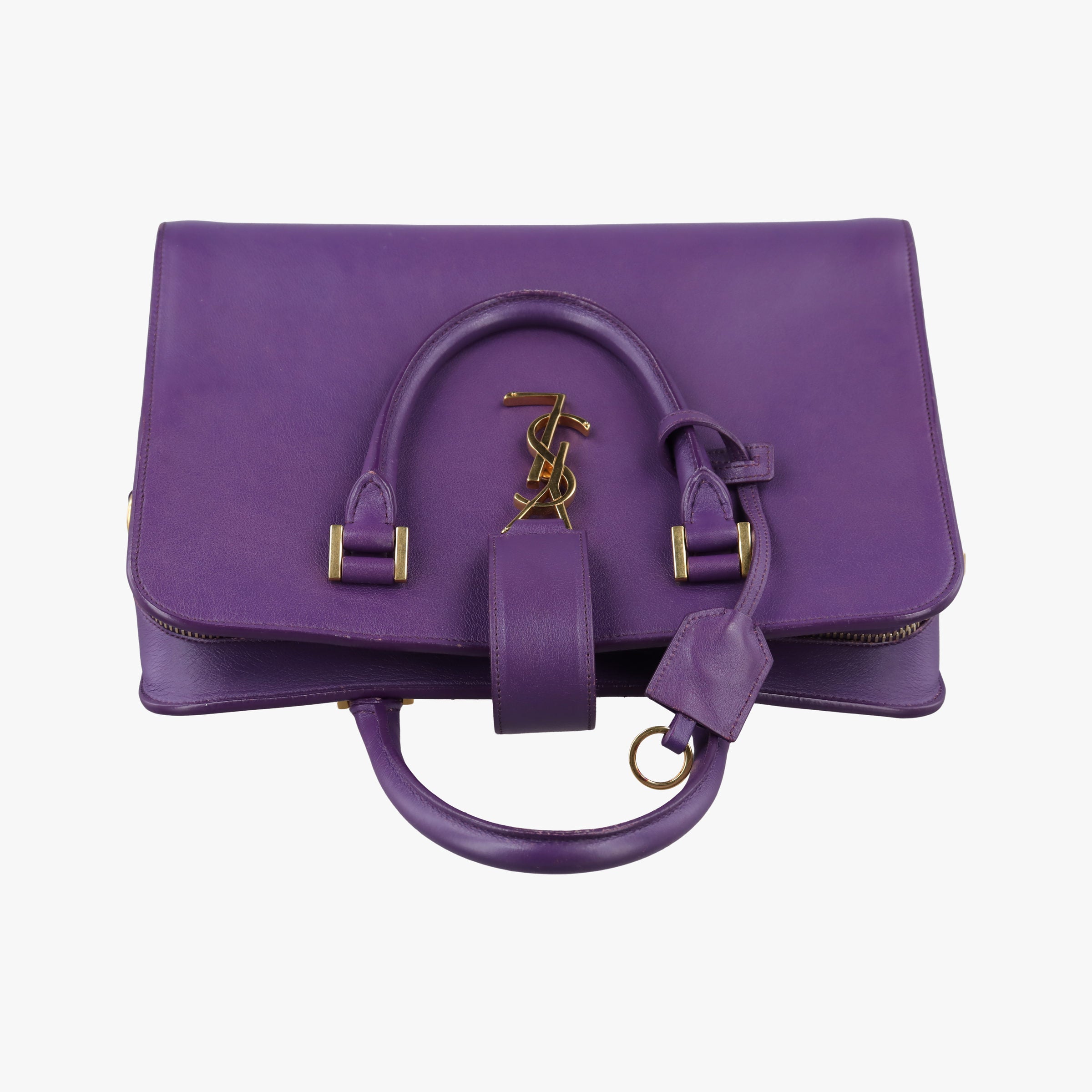 Vintage Yves Saint Laurent baby Cabas Purple Leather 357395 handbag | stylenewstar