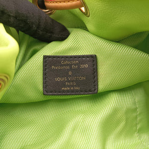 Pre-owned Louis Vuitton Monogram Cheche Gypsy PM Neon Green × Beige Monogram Jacquard Canvas × Calfskin M40361 shoulderbag | stylenewstar