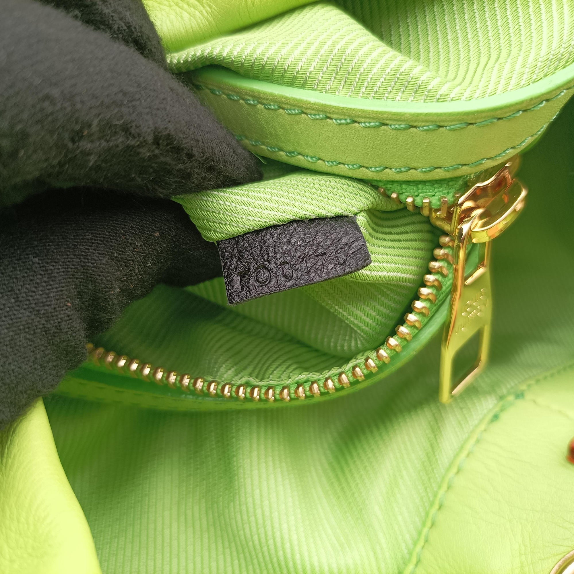 Pre-owned Louis Vuitton Monogram Cheche Gypsy PM Neon Green × Beige Monogram Jacquard Canvas × Calfskin M40361 shoulderbag | stylenewstar