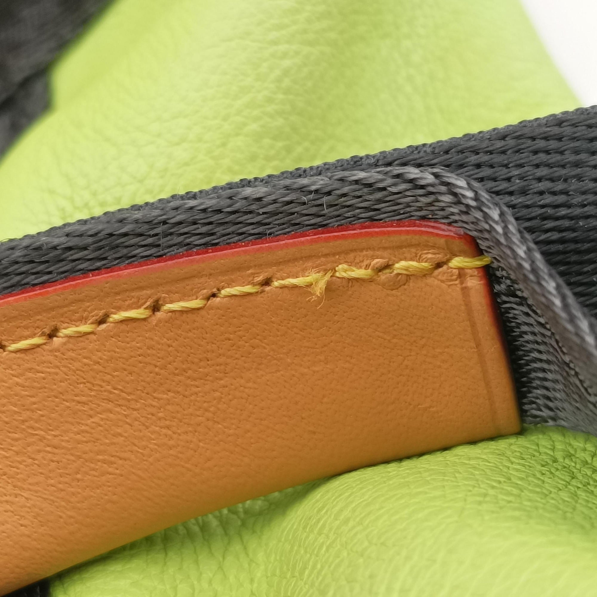 Pre-owned Louis Vuitton Monogram Cheche Gypsy PM Neon Green × Beige Monogram Jacquard Canvas × Calfskin M40361 shoulderbag | stylenewstar