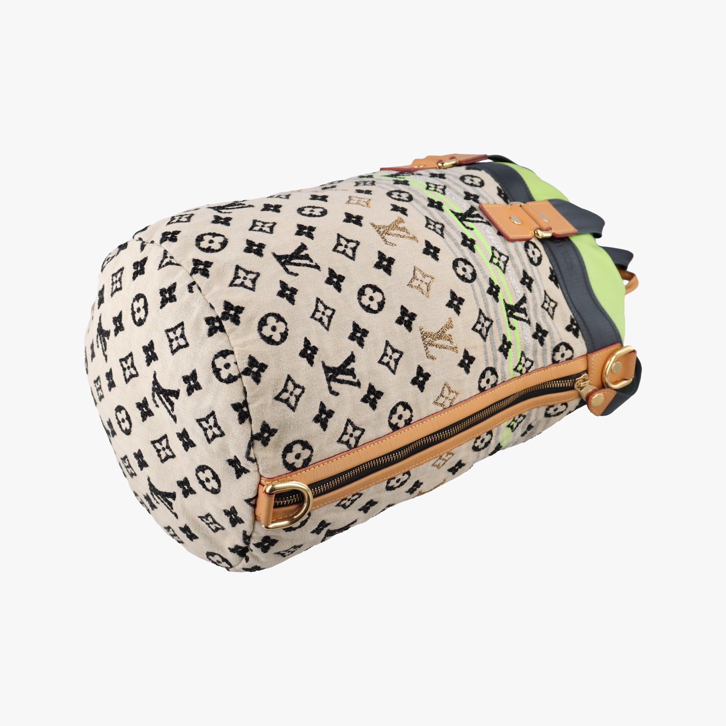 Pre-owned Louis Vuitton Monogram Cheche Gypsy PM Neon Green × Beige Monogram Jacquard Canvas × Calfskin M40361 shoulderbag | stylenewstar