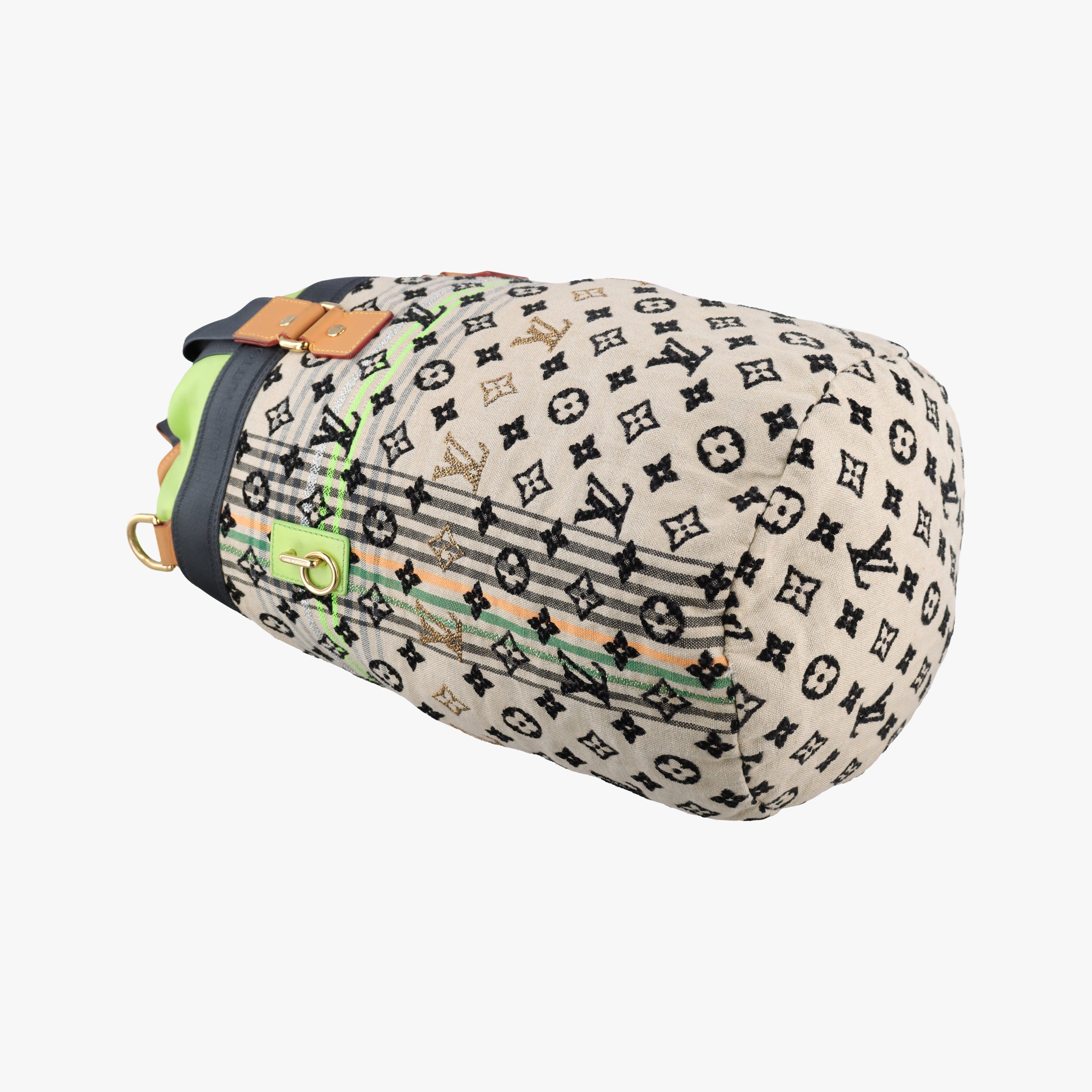 Pre-owned Louis Vuitton Monogram Cheche Gypsy PM Neon Green × Beige Monogram Jacquard Canvas × Calfskin M40361 shoulderbag | stylenewstar