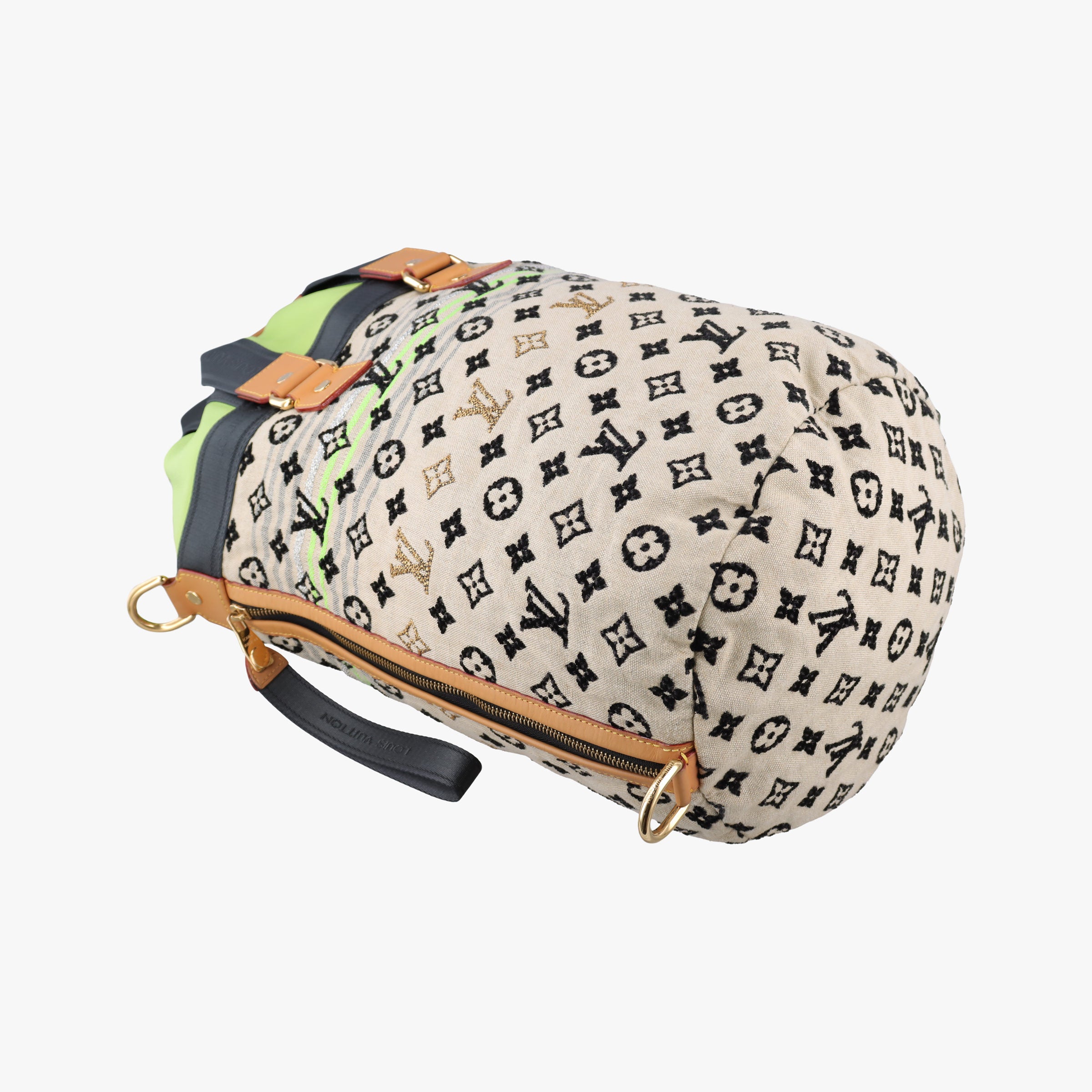 Pre-owned Louis Vuitton Monogram Cheche Gypsy PM Neon Green × Beige Monogram Jacquard Canvas × Calfskin M40361 shoulderbag | stylenewstar