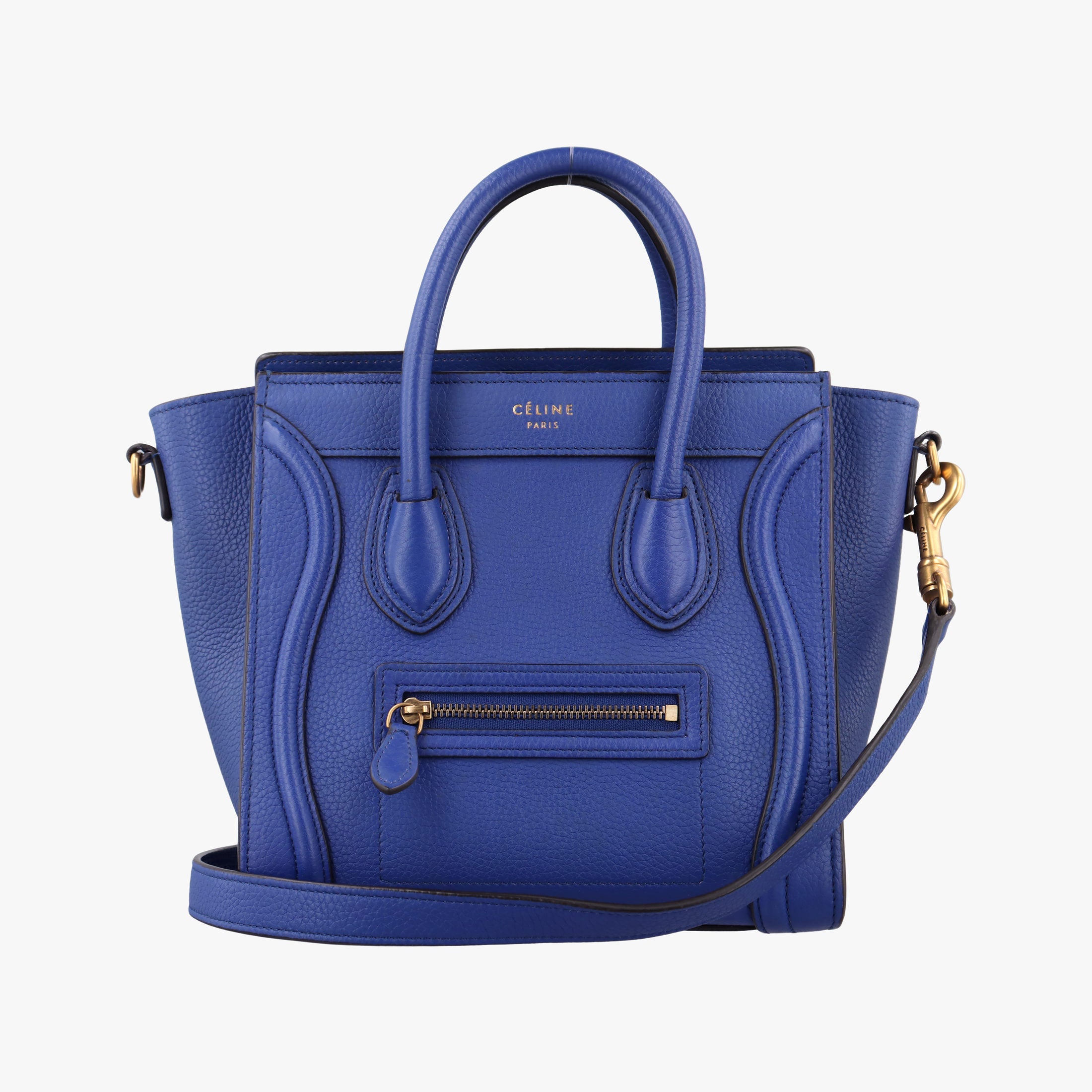 Pre-owned Celine Luggage Nano Shopper Blue Leather  shoulderbag | stylenewstar