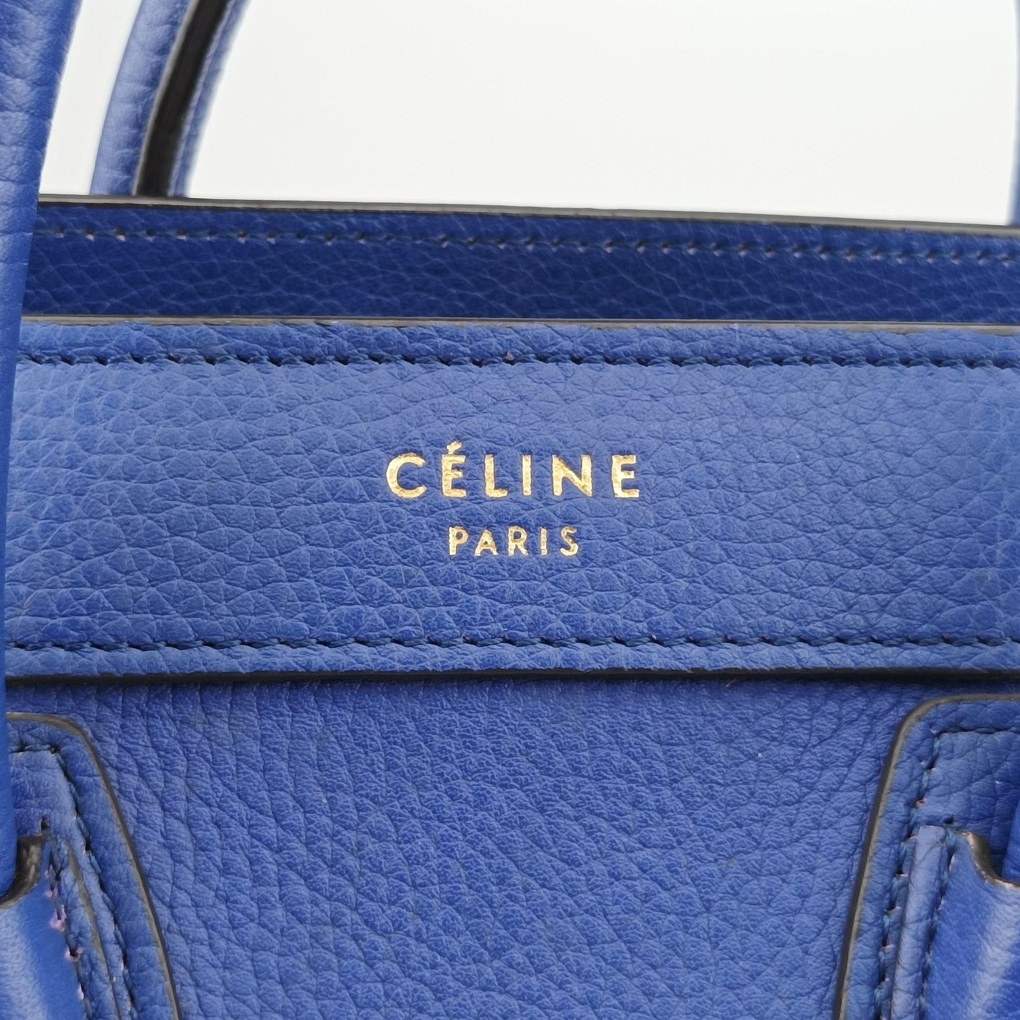 Pre-owned Celine Luggage Nano Shopper Blue Leather  shoulderbag | stylenewstar