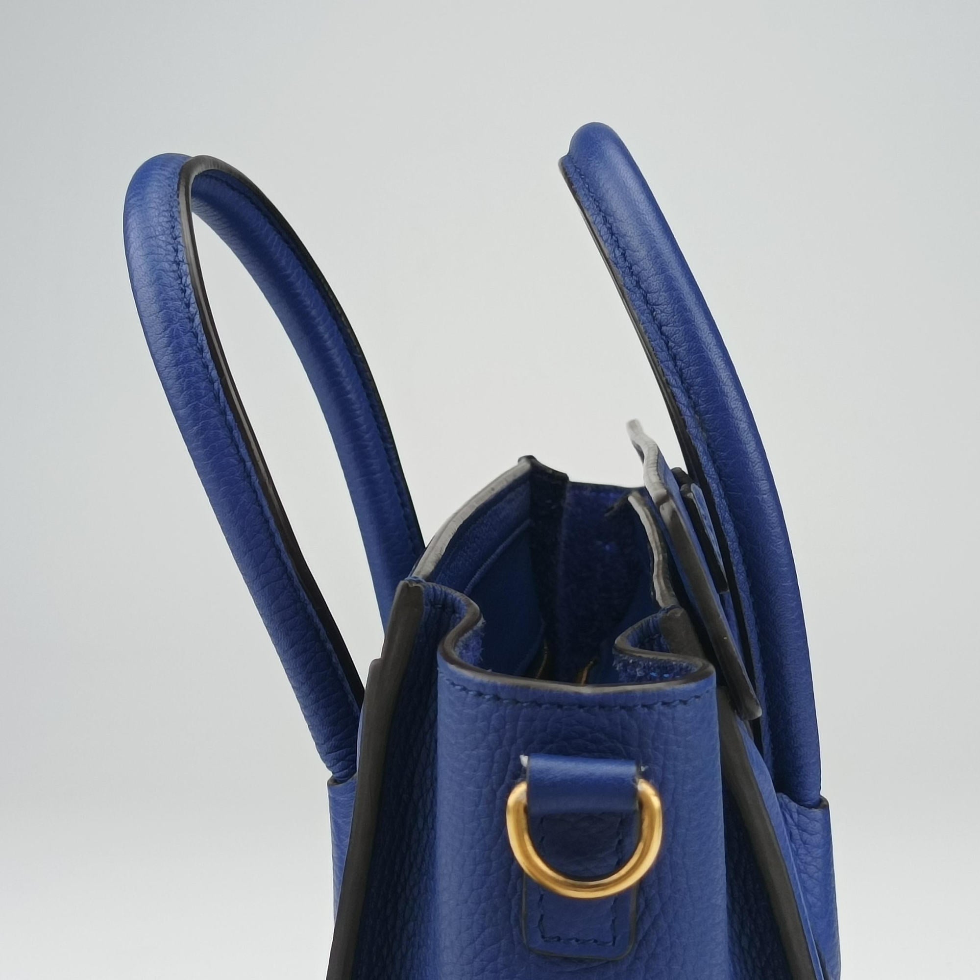 Pre-owned Celine Luggage Nano Shopper Blue Leather  shoulderbag | stylenewstar