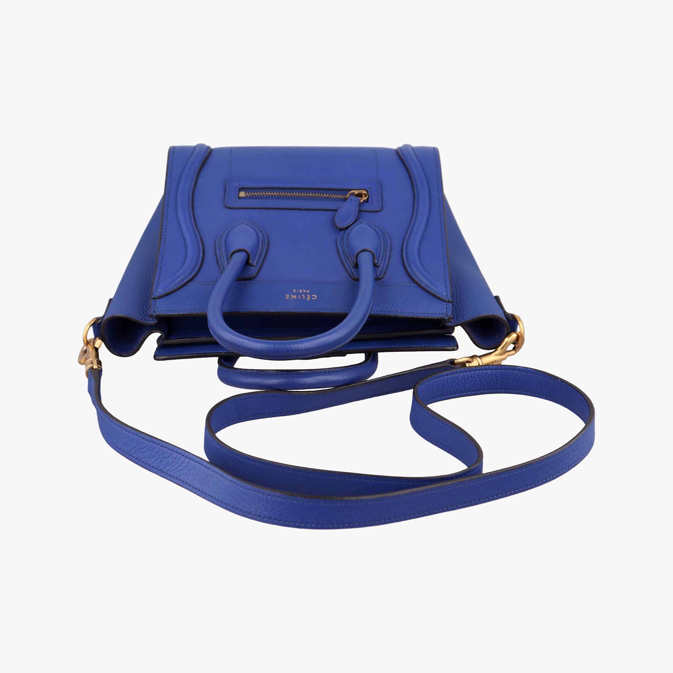 Pre-owned Celine Luggage Nano Shopper Blue Leather  shoulderbag | stylenewstar